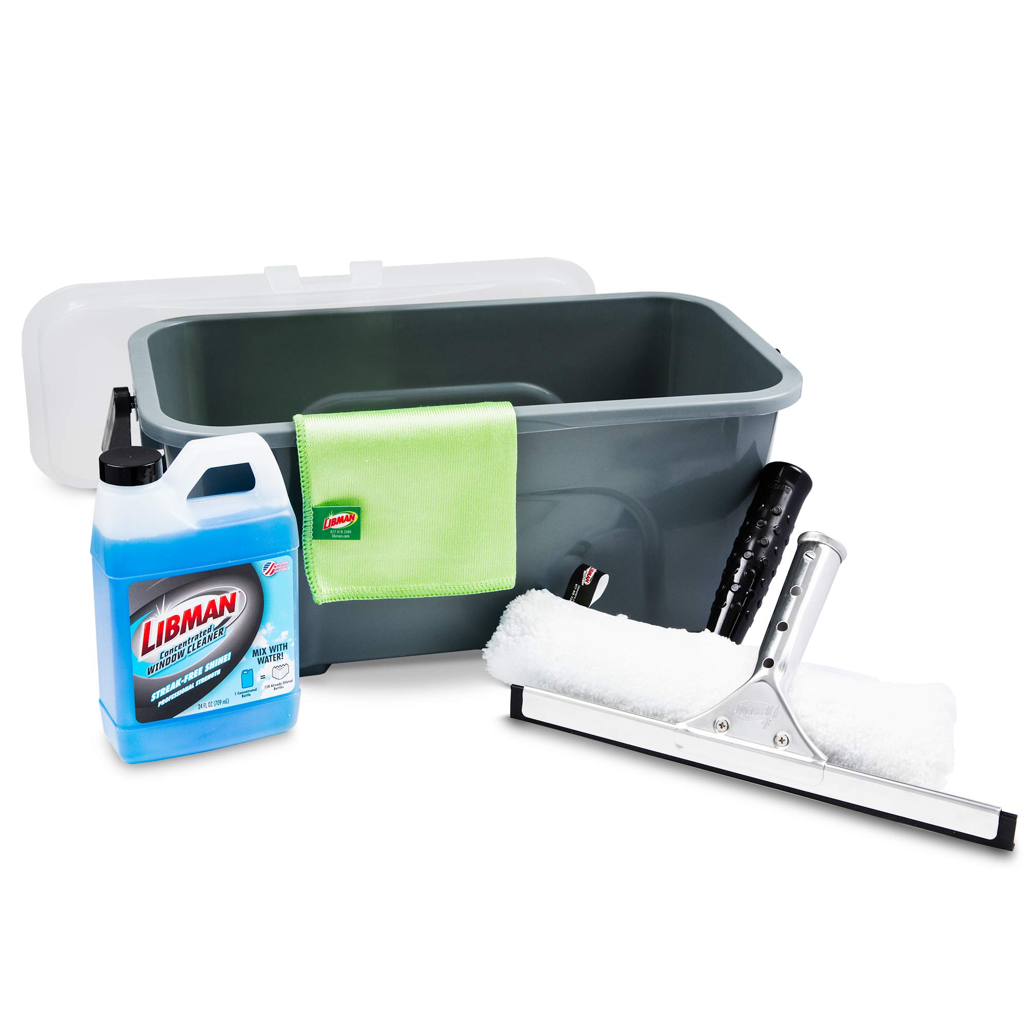 Libman Commercial 1065 Window Cleaning Kit (2-Pack) - Professional Gray Squeegee & Scrubber for Sparkling Clean Windows - Perfect for Home, Office & Commercial Use