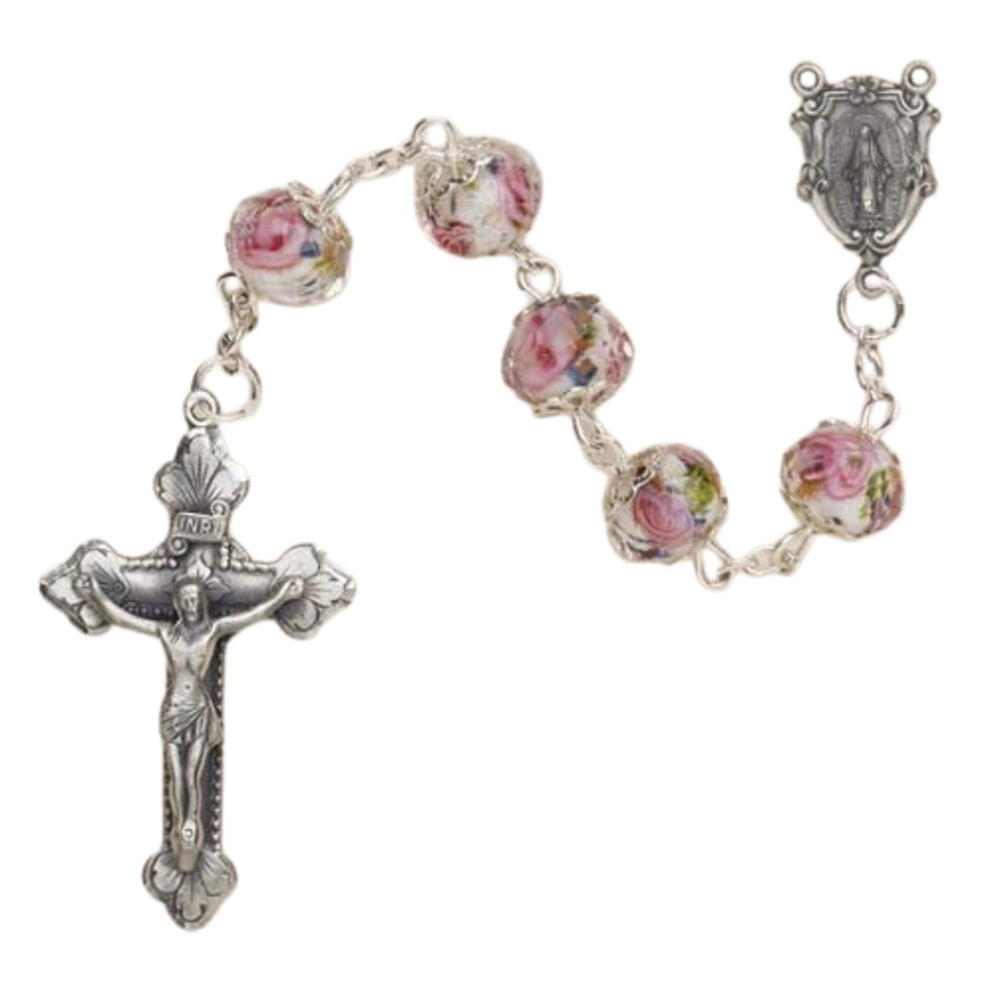 1home White Hand-Painted Rosary - Catholic Prayer Beads for Devotion, Meditation & Gifts | Perfect for Church, Home Altar & Spiritual Comfort