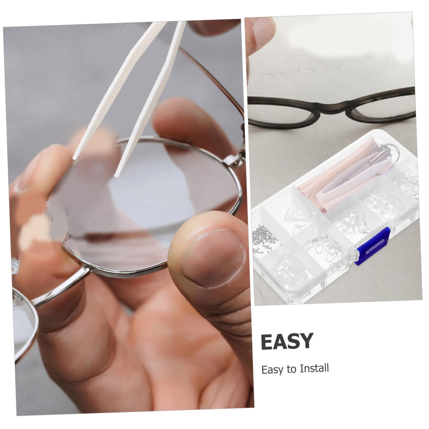 SOLUSTRE 1 Set Eyeglass Nose Pads & Bridge Repair Kit - Plastic Replacement Nose Pads, Nose Bridge & Screws for Glasses Accessories - Perfect for Comfort Adjustment & Eyewear Maintenance at Home or Office