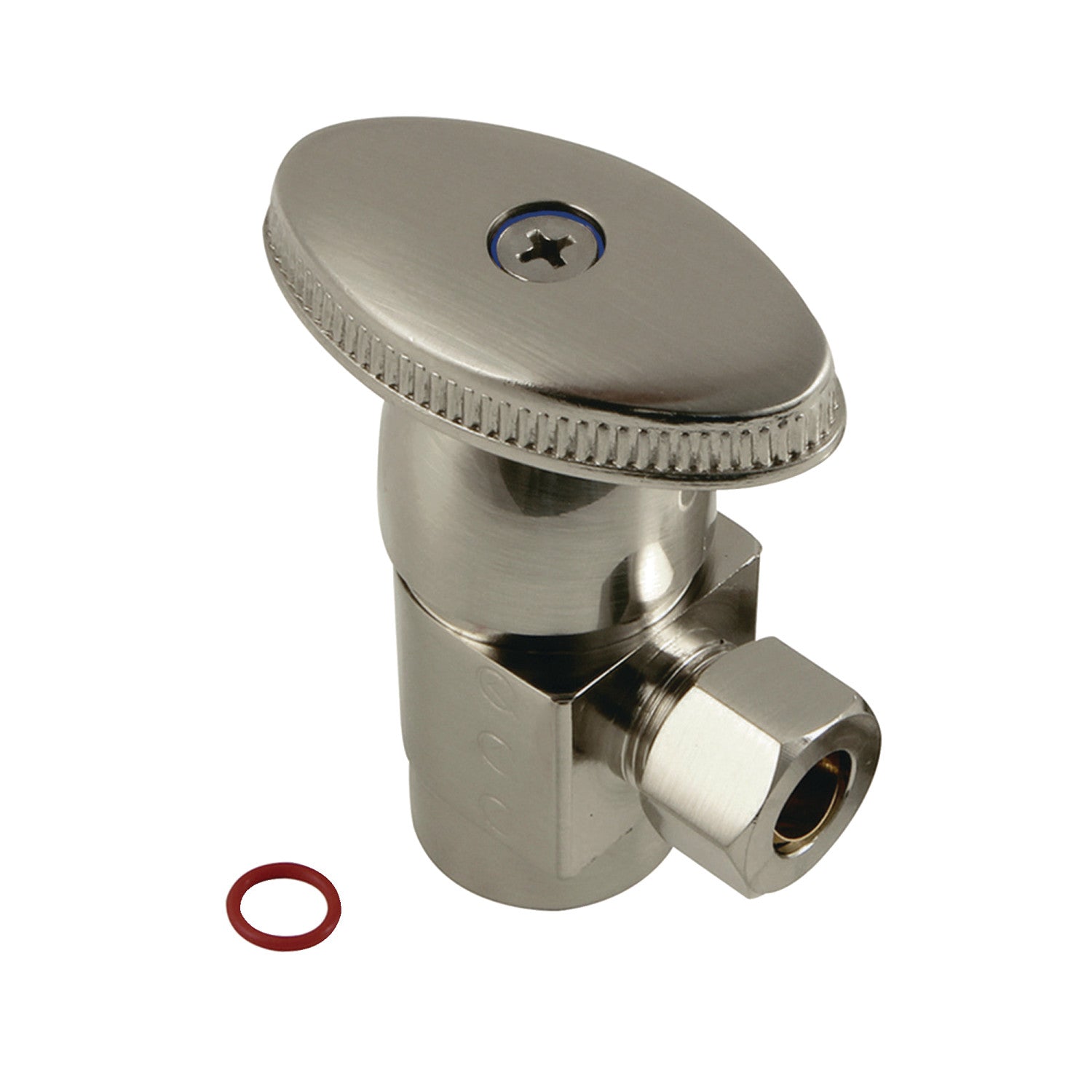 Americana CD43308VA 1/2 Inch FIP x 3/8 Inch O.D. Anti-Seize Deluxe Quarter-Turn Ceramic Disc Angle Stop Valve - Brushed Nickel Finish for Faucet & Toilet Water Supply Lines