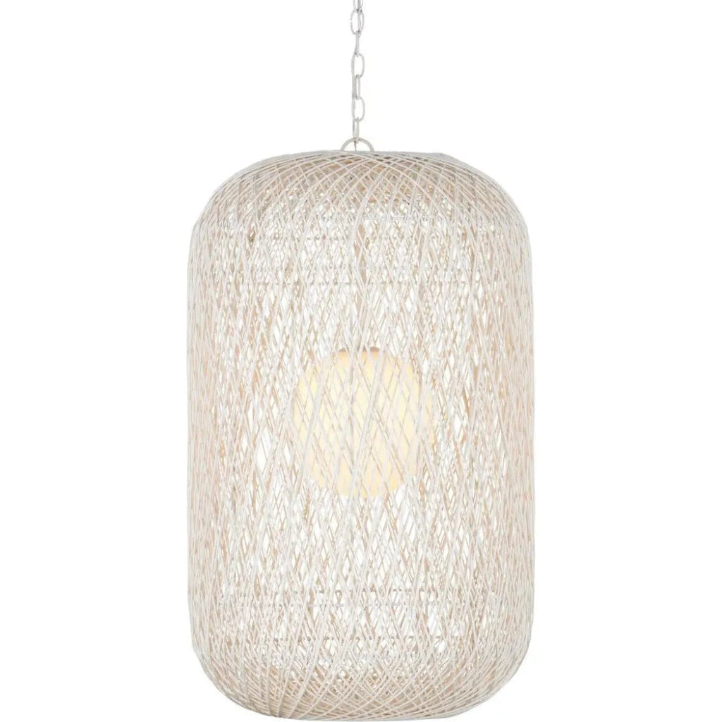 34.5 Inch Modern Cocoon Iron and Glass White Pendant Light - Elegant Ceiling Lighting for Dining Room, Kitchen, Bedroom, or Living Room