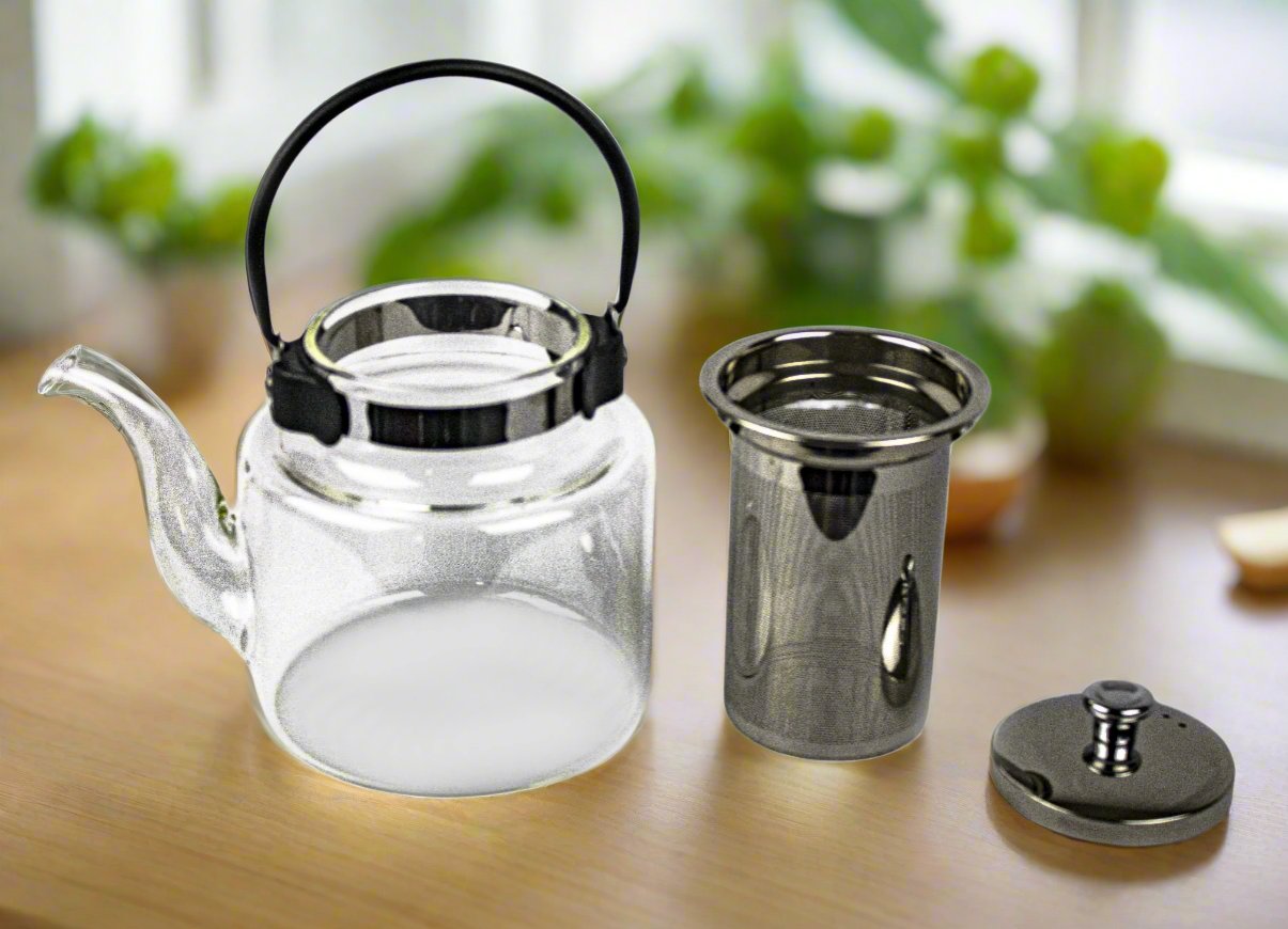 1800ML Glass Teapot with Stainless Steel Infuser - Premium Loose Leaf Tea Brewing Pot for Herbal, Green & Black Tea - Perfect for Home, Office & Tea Parties