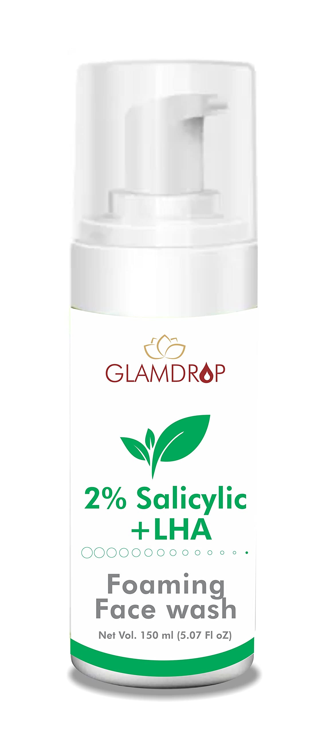 Glamdrop 2% Salicylic Acid Foaming Face Wash for Oily & Acne-Prone Skin | Exfoliating & Deep Cleansing with LHA | Gentle Formula for Men & Women | 150ml | Perfect for Daily Skincare Routine & Acne Treatment