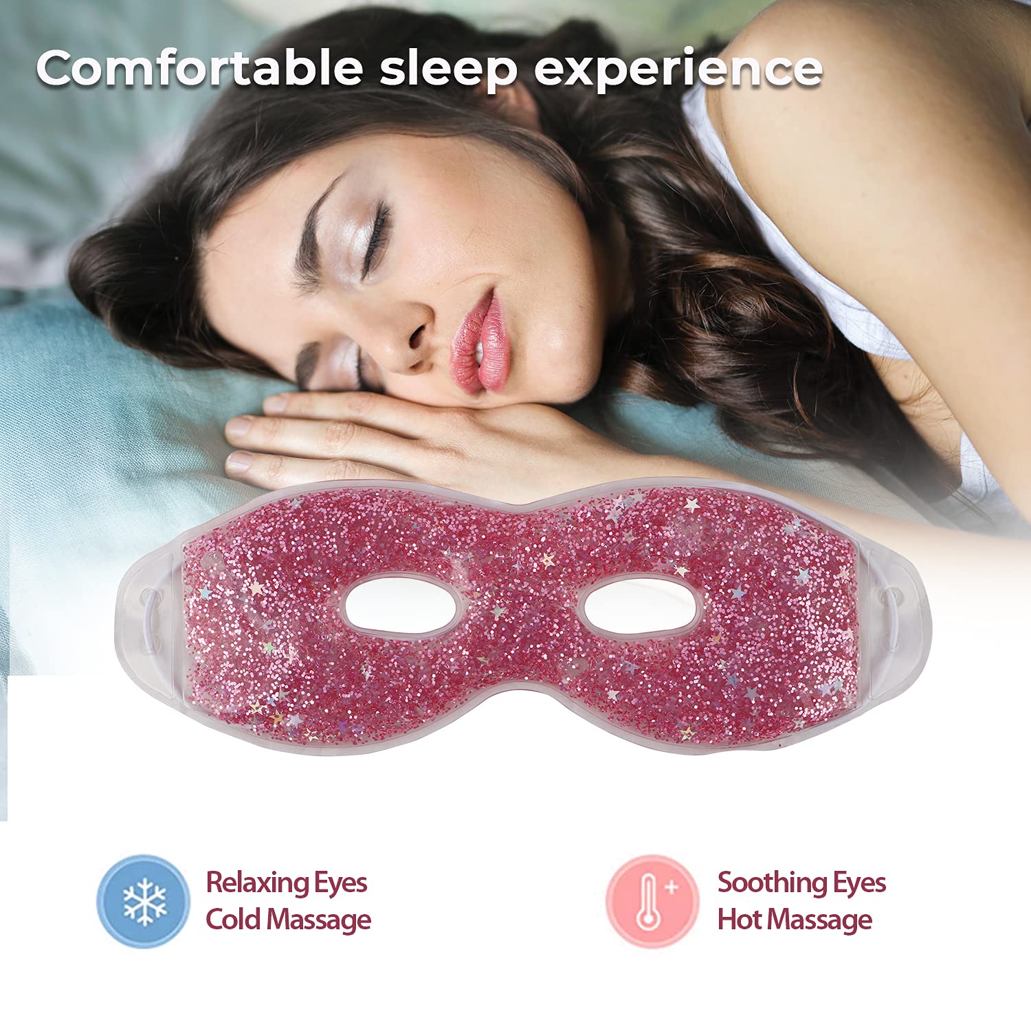 Zureni Cooling Gel Eye Mask for Dark Circles, Puffy Eyes & Redness Relief - Reusable Cold Compress Under Eye Patches for Women & Men (Pink) - Perfect for Sleep, Travel & Post-Surgery Recovery