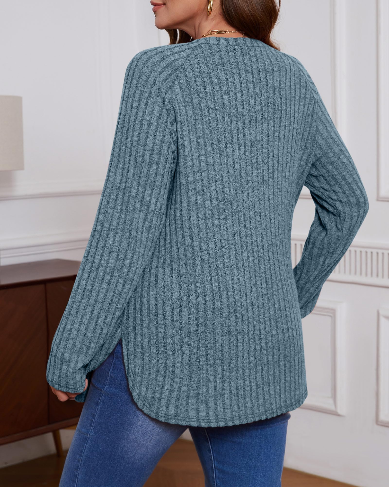 Ficerd 3 Pack Plus Size Tunic Tops for Women - Long Sleeve Crew Neck Pullover Sweaters with Curved Hem & Side Split | Casual Office Wear, Layering Essentials & Fall Fashion Outfits