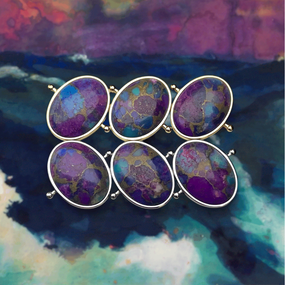 Sea Under Purple Skies Mosaic Stone Element - Handmade Decorative Tile for Bathroom, Kitchen Backsplash & Outdoor Wall Art