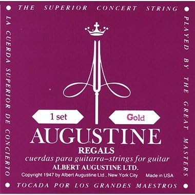 Premium Augustine Regal Gold Crystal Nylon Guitar Strings - Medium Tension Classical Guitar Strings Set (1 Pack) | Perfect for Classical, Flamenco & Acoustic Guitar Players