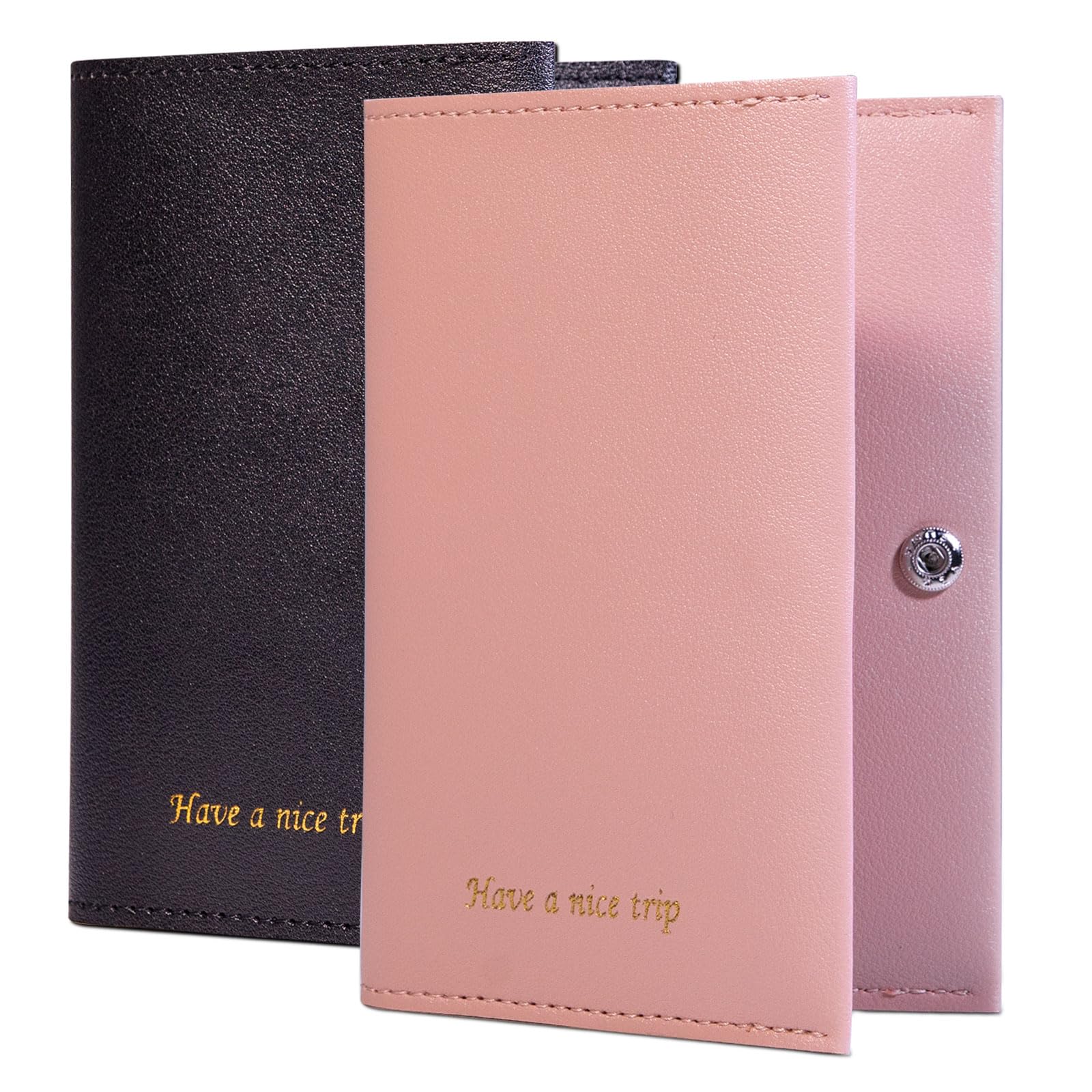 Premium RFID Blocking Passport Holder for Women & Men - Leather Travel Passport Wallet Cover with Multiple Card Slots - Ideal for Family Vacations, Business Trips & International Travel (Pink & Black)