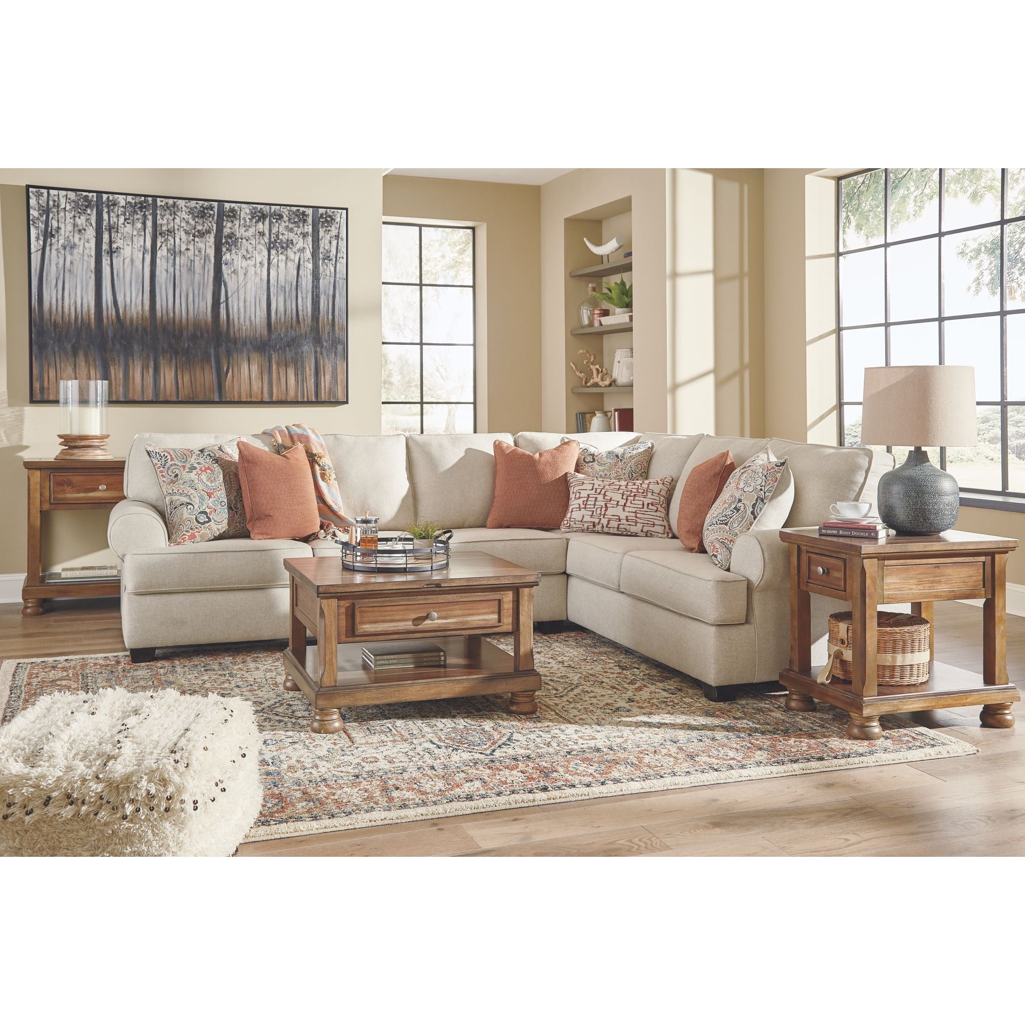 Amici 3-Piece Sectional Sofa Set - Modern L-Shaped Couch with Chaise Lounge for Living Room, Family Room & Apartment - Soft Fabric Upholstery, Comfortable Seating for Relaxing & Entertaining