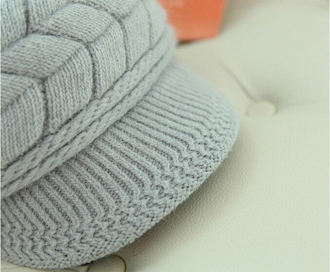 Warm Winter Knit Hat with Fleece Lining & Rabbit Fur - Cozy Beanie for Outdoor Activities, Skiing, Snowboarding, and Cold Weather Fashion