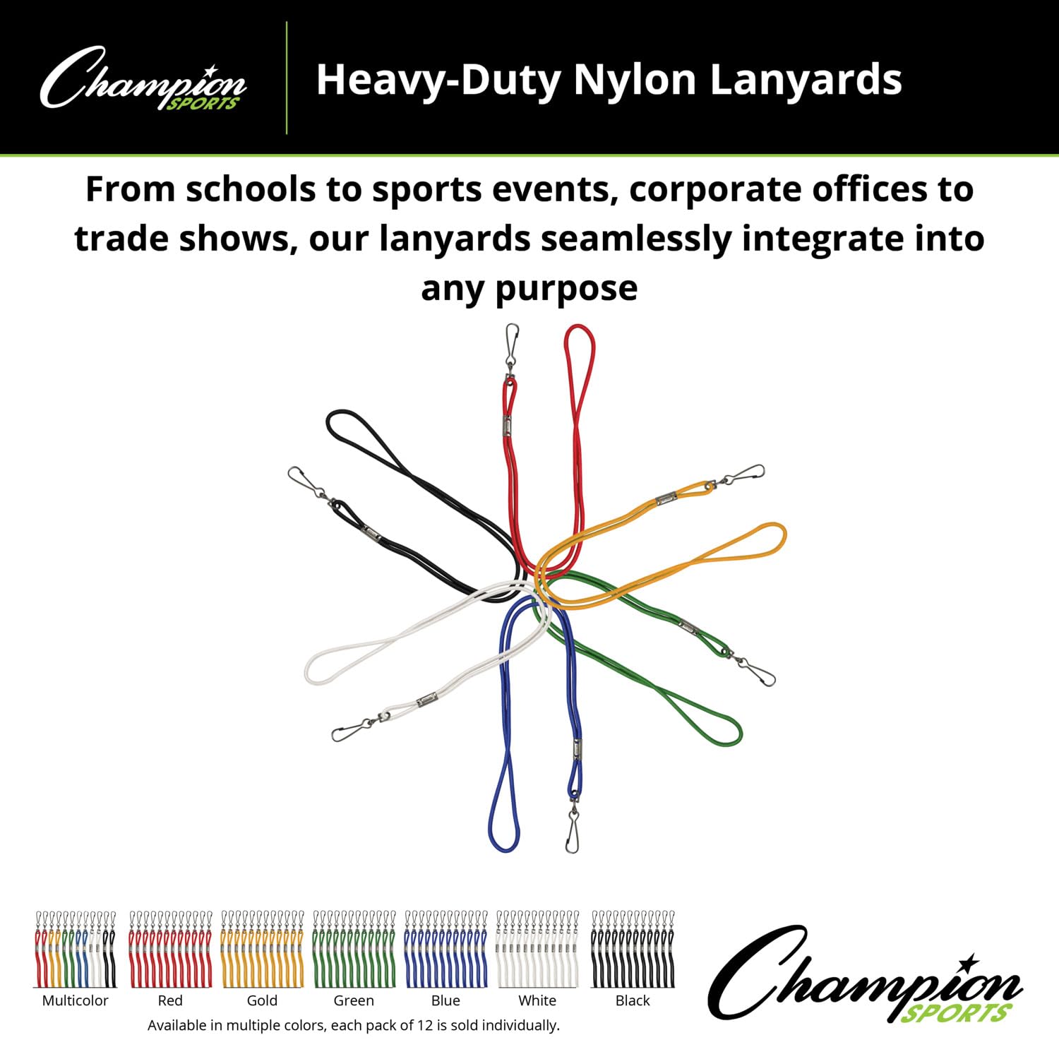 Champion Sports Lanyards - Durable Nylon for ID Badges & Keys