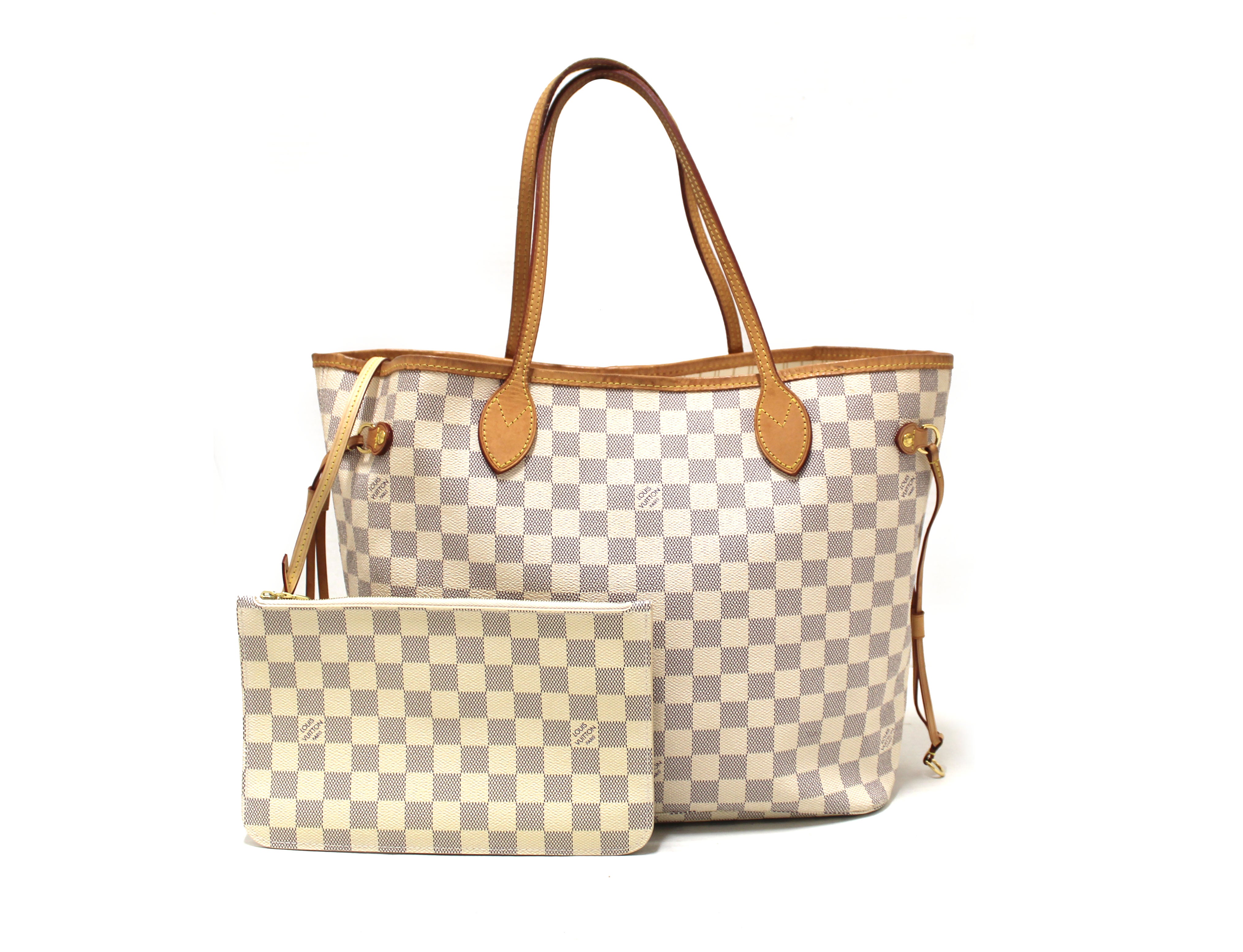 Authentic Louis Vuitton Damier Azur Neverfull MM Tote Shoulder Bag - Luxury Designer Handbag for Women, Perfect for Work, Travel & Shopping