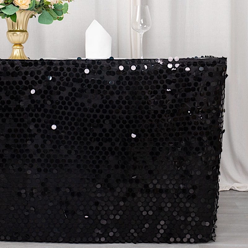 21 ft Big Payette Sequin with Satin Dual Layered Table Skirt - Elegant Party Decor for Weddings, Banquets & Special Events