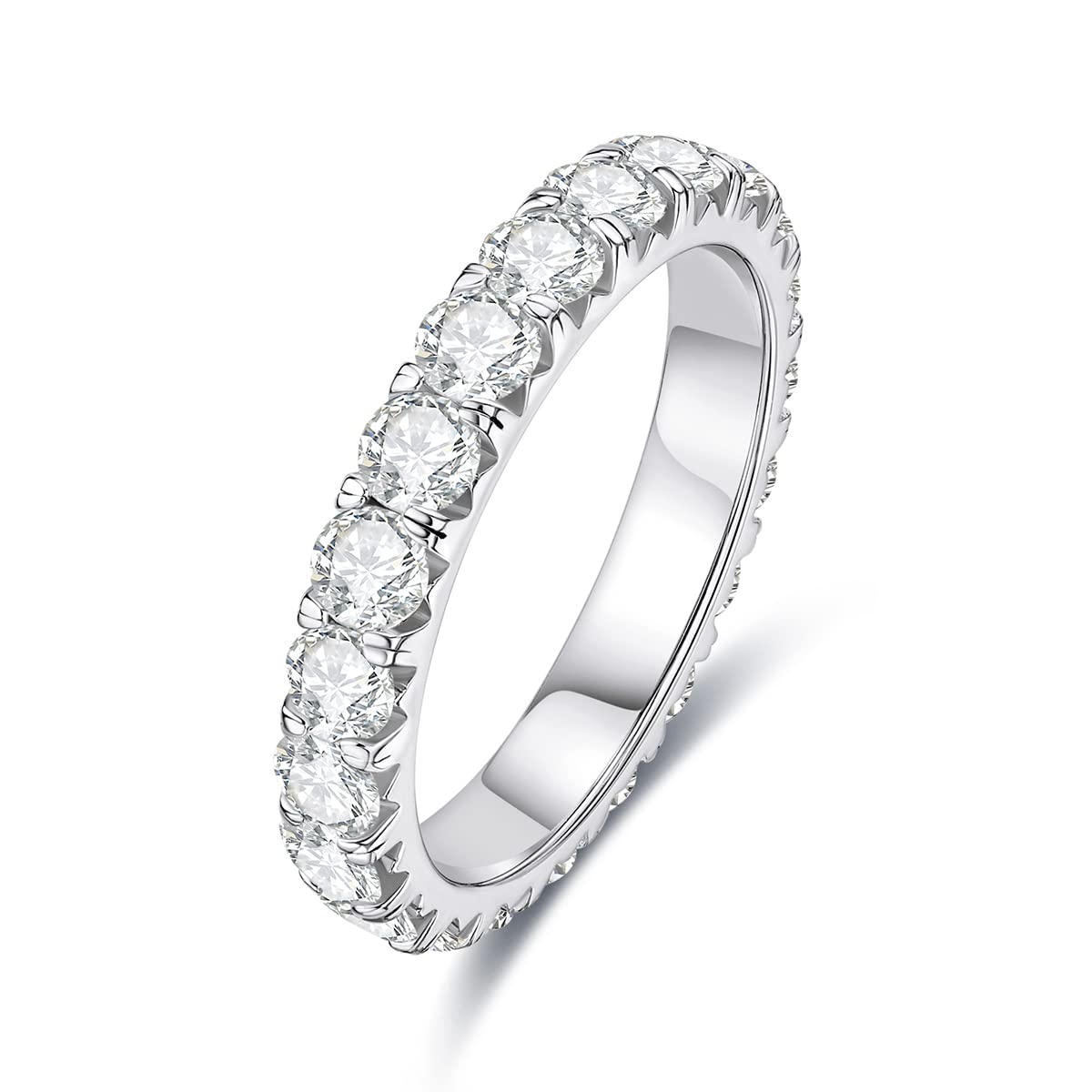 AnuClub D Color Moissanite Eternity Wedding Band Ring for Women - 925 Sterling Silver Engagement Ring with Certificate | Perfect for Anniversaries, Proposals & Bridal Jewelry
