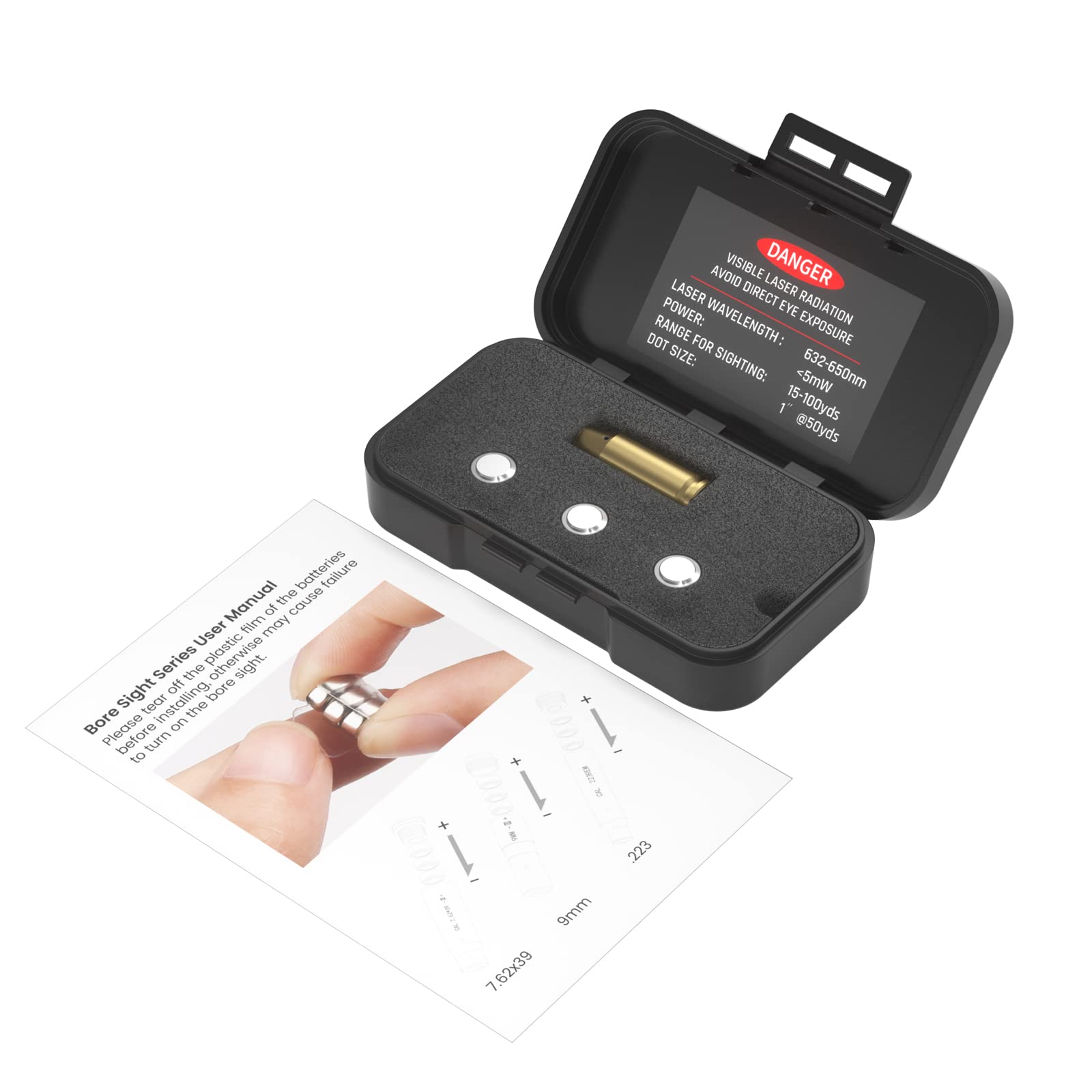 9MM Red Laser Bore Sight - Precision Zeroing Boresighter for 9mm Pistols & Rifles | Includes 6 Sets Batteries | Perfect for Gunsmithing, Hunting & Range Shooting
