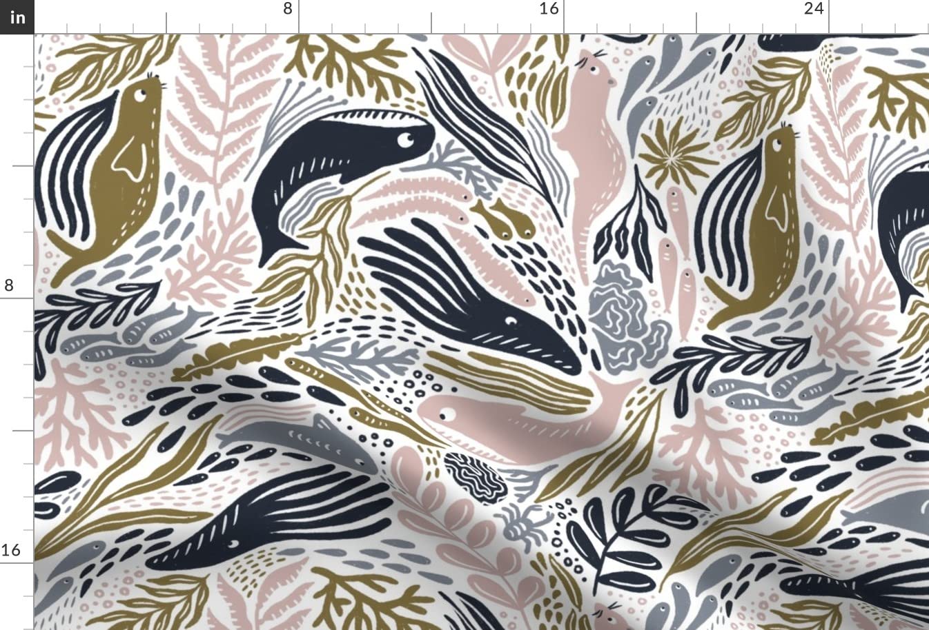 Pink Navy Water Waterways Printed Satin Fabric by The Yard - Premium Sewing Material for Lining, Apparel, Fashion, Blankets & Home Decor | Perfect for DIY Projects, Dresses, Curtains & Quilting