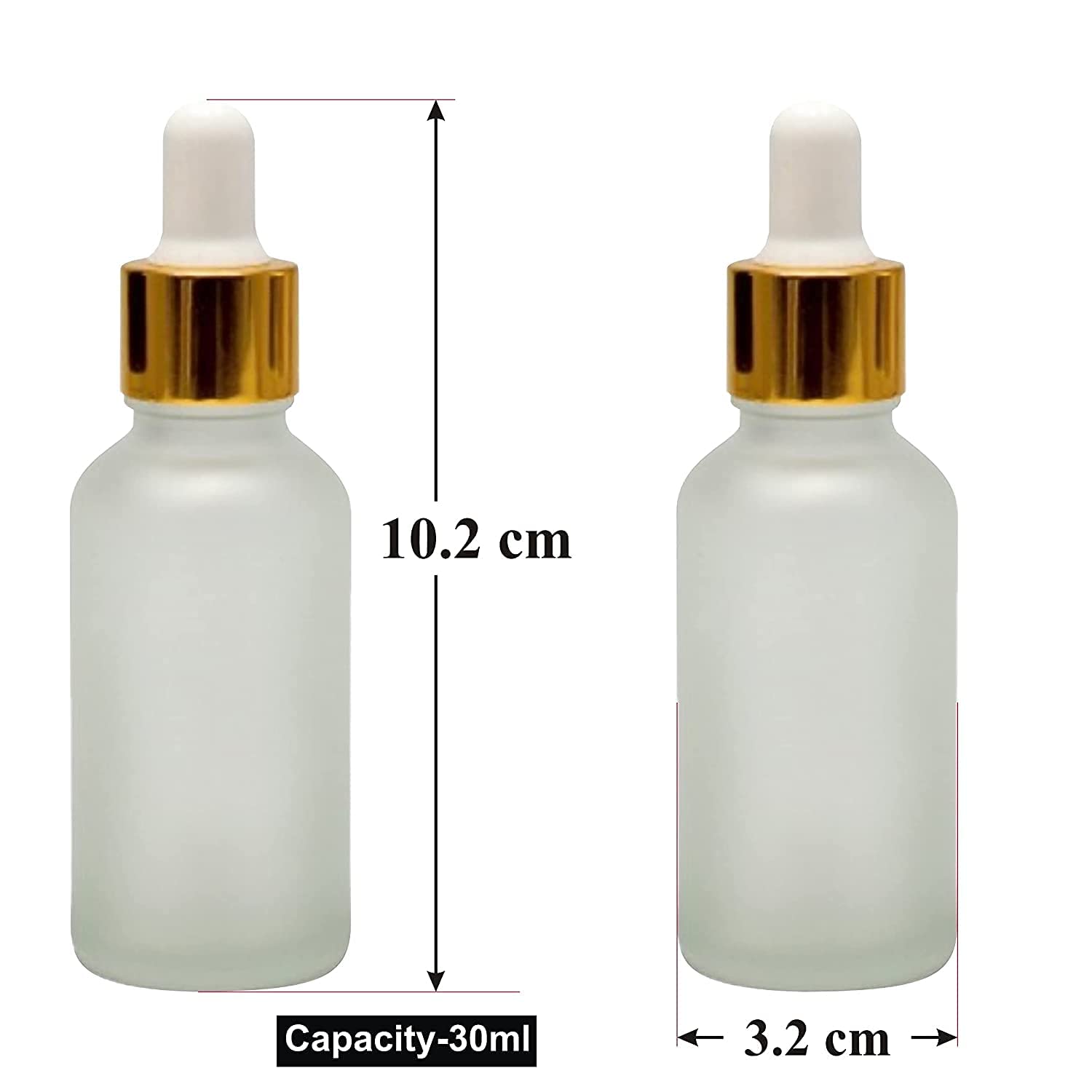 BH PLAST 30ml Clear Frosted Glass Bottle with Gold Plated Dropper - Leak Proof, Refillable, Travel-Friendly for Perfume, Essential Oils & DIY Beauty - Multi-Purpose Storage (Pack of 3) - Perfect for Home, Salon & Travel Use