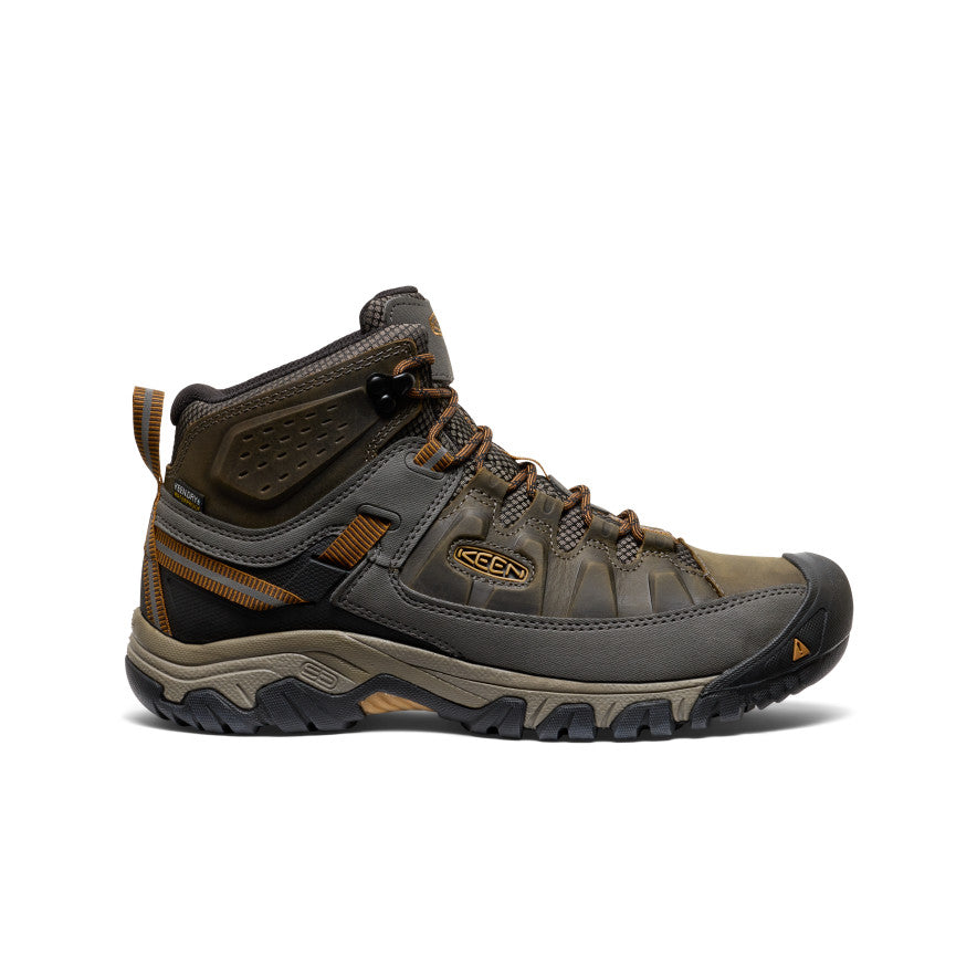 Men's KEEN Targhee III Waterproof Hiking Boots - Wide Mid Cut for Comfort & Support | Black Olive/Golden Brown | Perfect for Outdoor Adventures & Trail Hiking