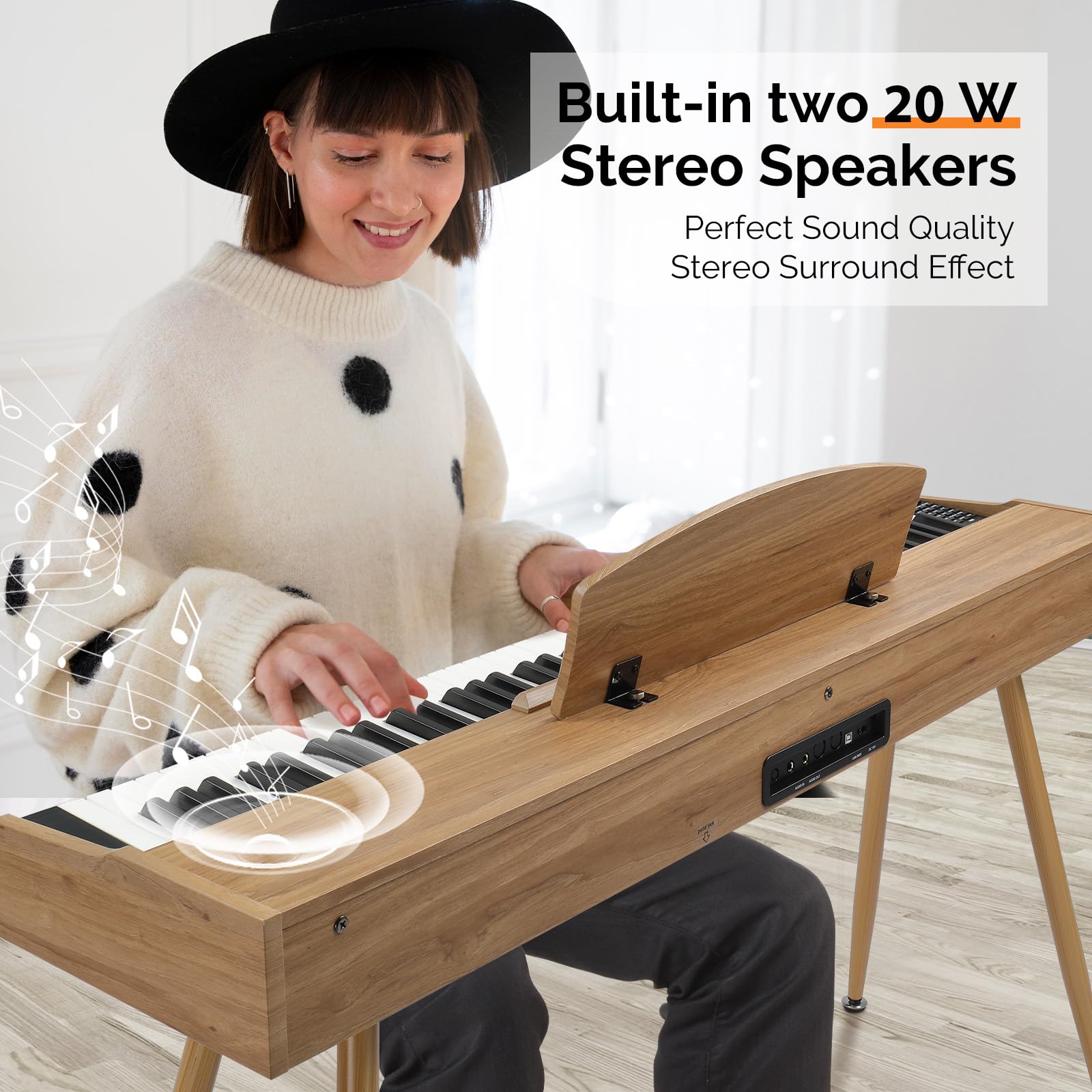 GLARRY 88-Key Full Weighted Digital Piano Keyboard with Heavy Hammer Action, Bluetooth, 3 Pedals & 2 Speakers - Perfect for Beginners & Home Practice (Burlywood) | Ideal for Music Lessons, Studio Recording & Live Performances