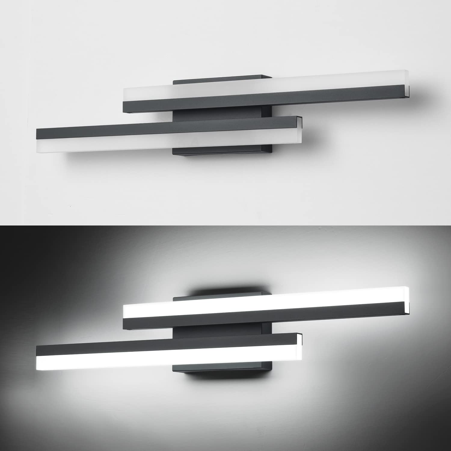 PRESDE 24 Inch Modern Black LED Vanity Light Fixture for Bathroom - Over Mirror Lighting (6000K Cool White) - Perfect for Makeup, Shaving & Grooming