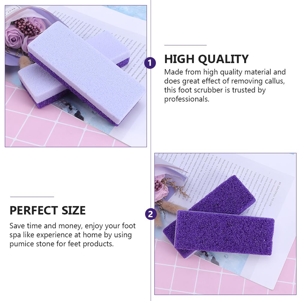 4-Pack Double Sided Pumice Stone for Feet - Professional Hard Skin Remover & Cracked Heel Exfoliator - Pedicure Tools for Soft Smooth Feet - Perfect for Home Spa, Foot Care Routine & Cracked Heel Treatment (Purple)