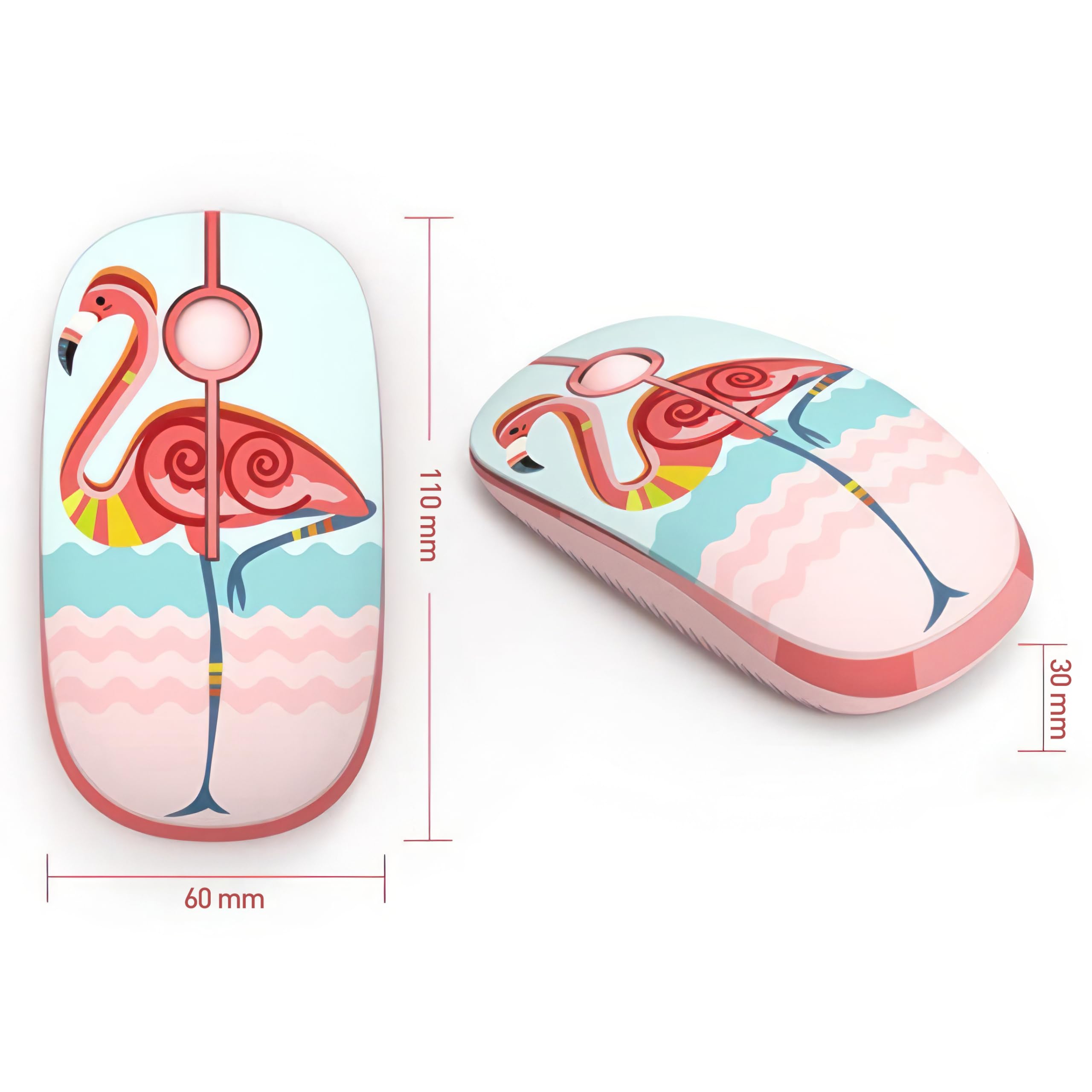 TELLUR Wireless Mouse with Nano USB 2.4G Receiver - Silent Click, 1600 DPI, 3 Buttons, Plug & Play - Slim Lightweight Ergonomic Design for Laptop, PC, Mac - Perfect for Office, Home & Travel (Flamingo Pink)