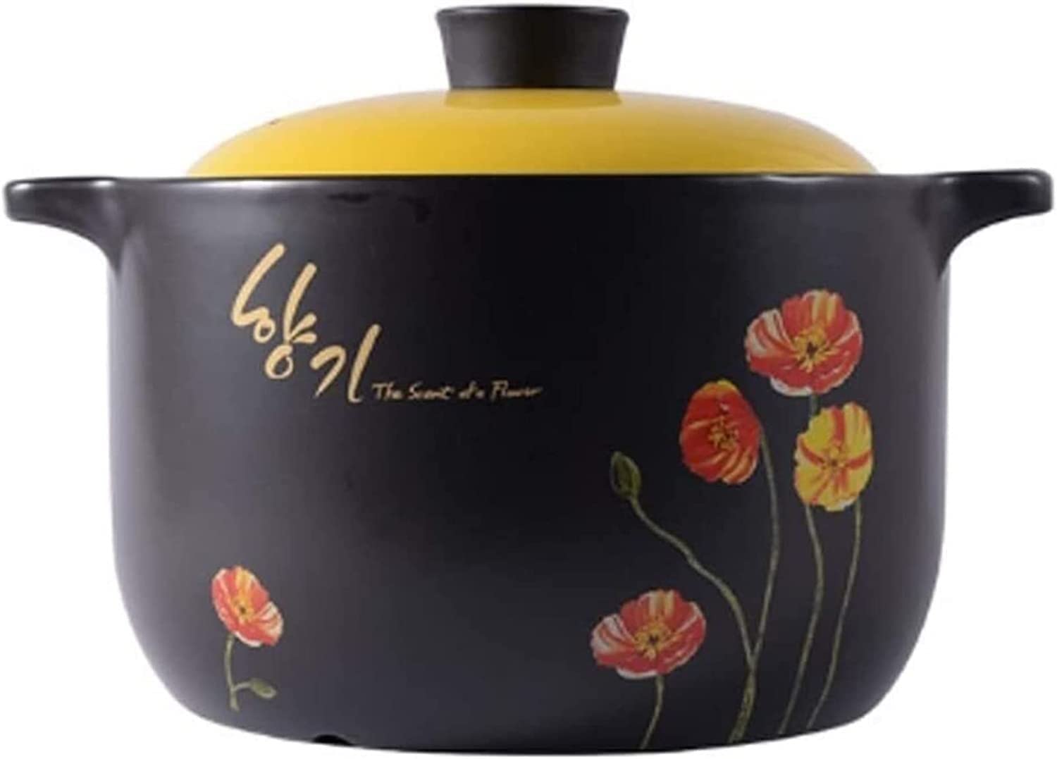 Black Heat-Resistant Ceramic Casserole Pot - Korean Style Stew Cookware for Soup, Braising & Slow Cooking | Durable Kitchen Pot for Stovetop & Oven Use | Perfect for Kimchi Jjigae, Army Stew & Homemade Soups