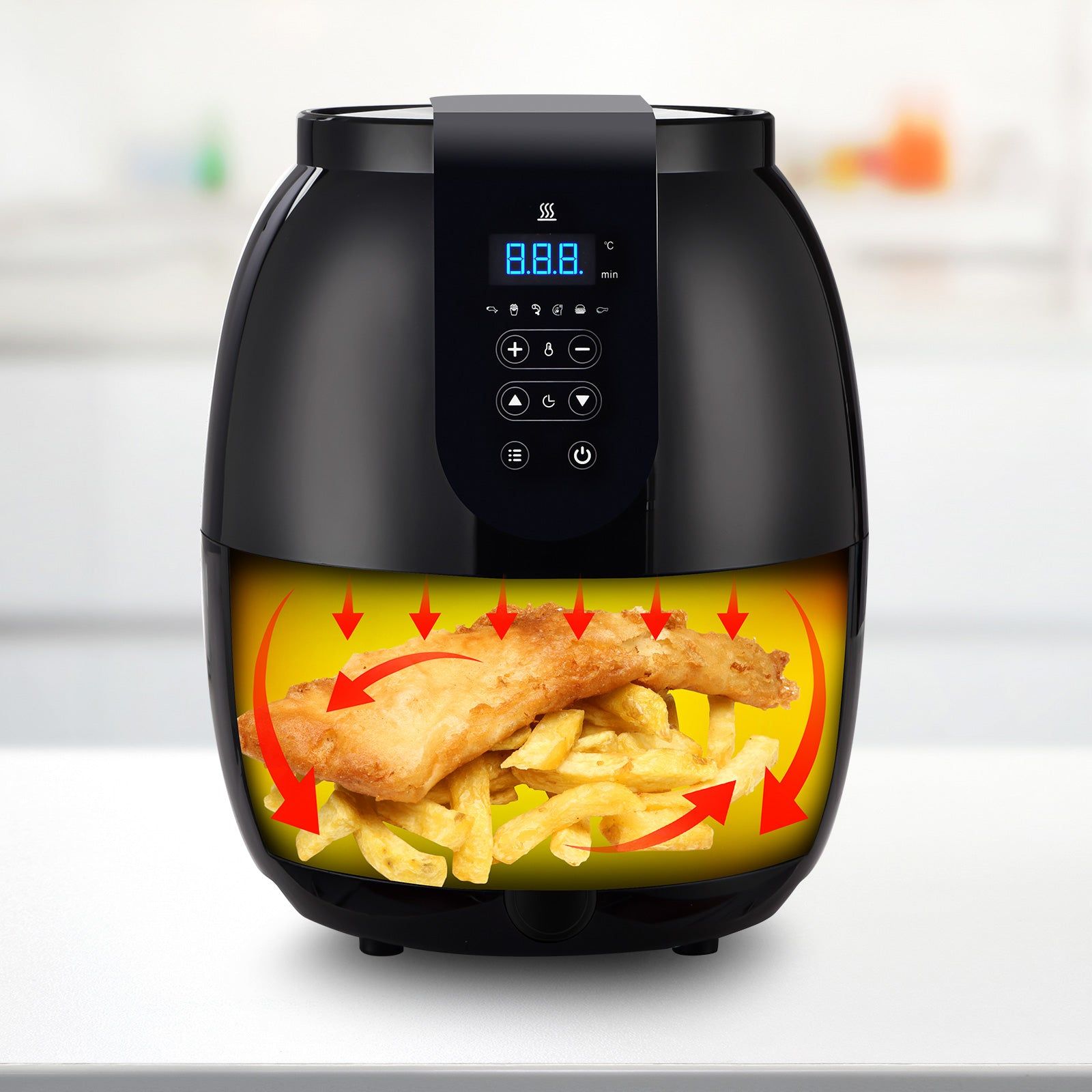 3.5L Digital Air Fryer with LED Display - Oil Free Healthy Cooking, Black - Perfect for Crispy Fries, Chicken Wings & Family Meals