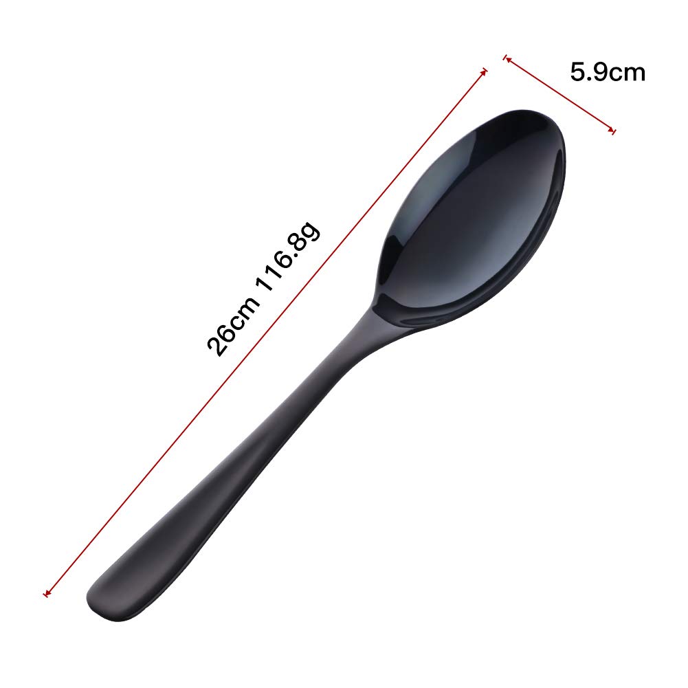 Stainless Steel Buffet Serving Spoons Set of 2 - 10 Inch Black Plated Large Salad Utensils, Dishwasher Safe - Perfect for Parties, Catering & Home Dining