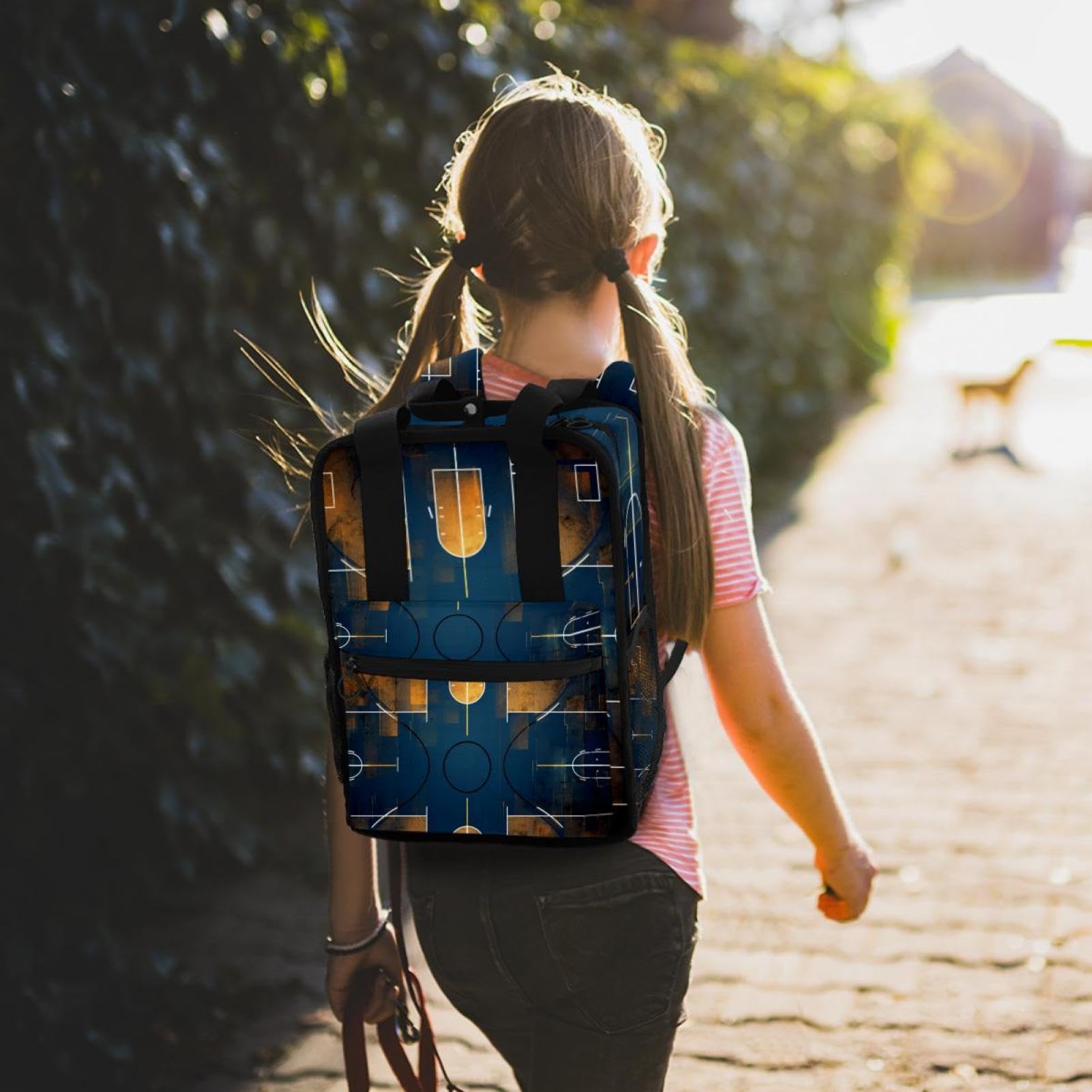 Men's & Women's Travel Backpack - Durable & Stylish Art Basketball Court Design Backpack for Hiking, Gym & Daily Commute