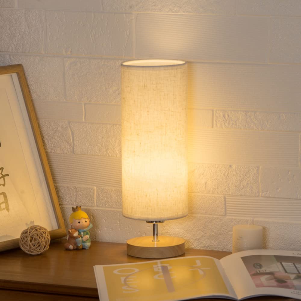 Modern Nightstand Lamp with Beige Linen Shade - Bedside Table Lamp for Bedroom, Living Room & Office - Adjustable Desk Lamp with Soft Lighting for Reading, Nursing & Relaxation