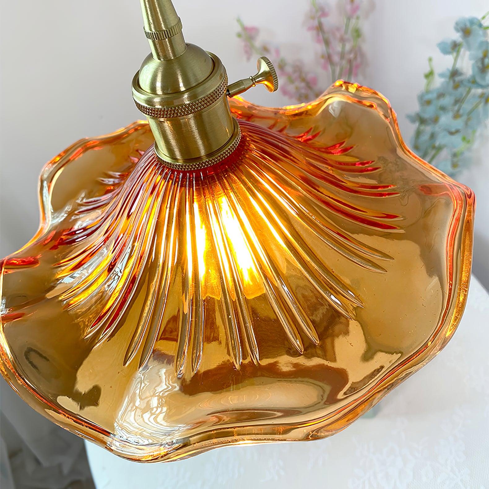 Handmade Glass Hibiscus Flower Pendant Light - Elegant Tropical Ceiling Lighting for Dining Room, Bedroom, or Patio Decor
