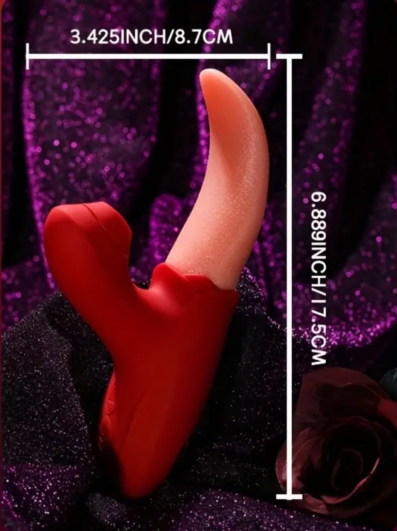 3-in1 Rose Tongue Vibrator for Women - Clit Sucker, G Spot & Nipple Stimulator with Anal Dildo | Adult Sex Toy for Clitoral Stimulation & Pleasure | Perfect for Solo Play, Couples & Sensual Massage