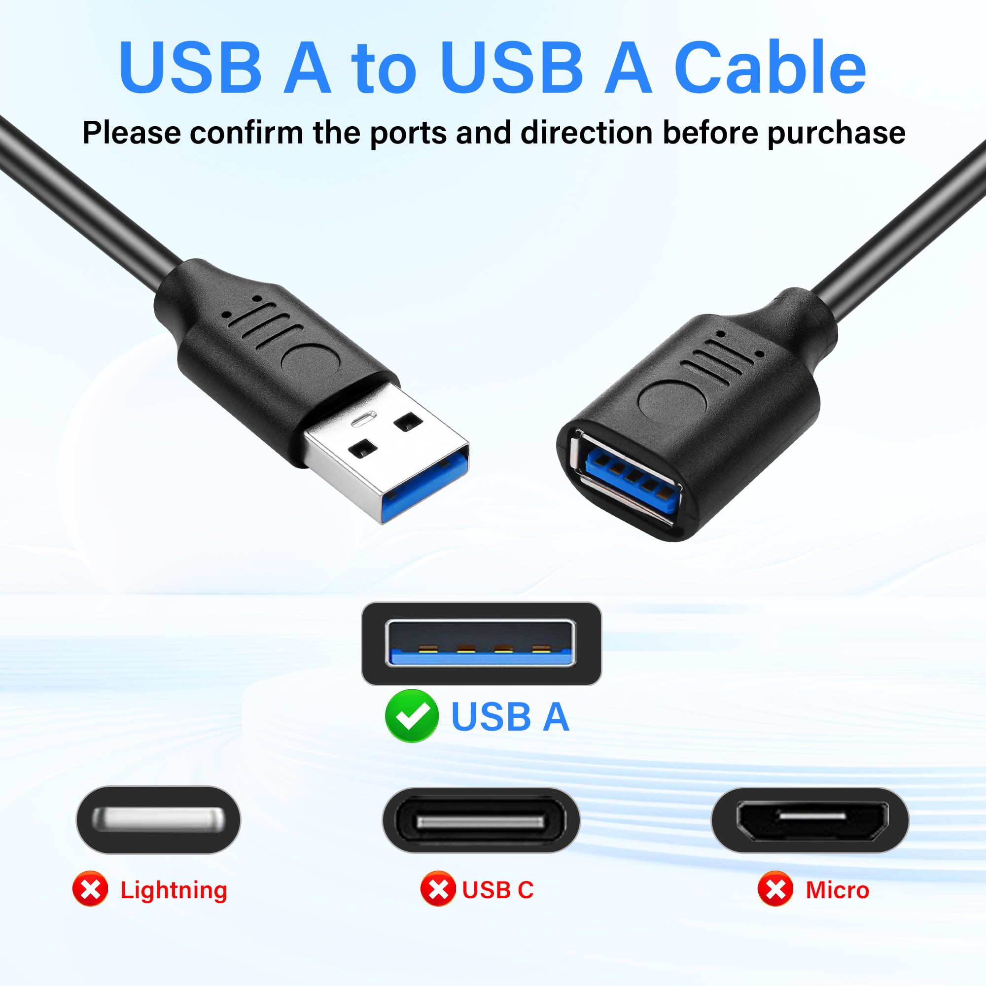 USB 3.0 Extension Cable with On/Off Switch - 1ft for PC, TV, Car & LED Strips