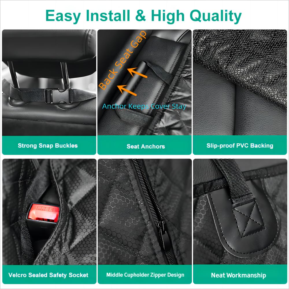 Waterproof Dog Car Seat Cover for Back Seat - Non-Slip Pet Seat Protector with Fur Resistance | Universal Fit for Cars, SUVs & Vans | Perfect for Travel, Daily Commutes & Pet Adventures