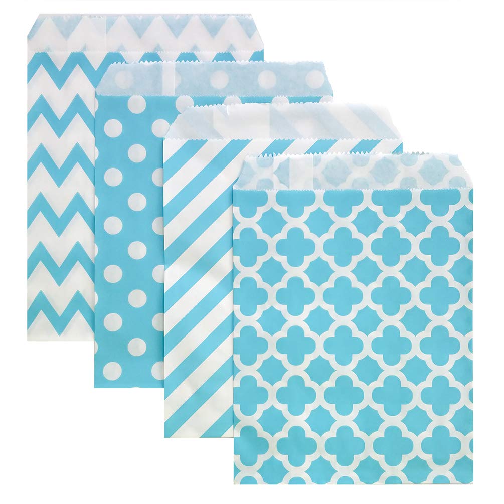200 Pcs Blue Polka Dot Candy Buffet Bags - 5x7 Inch Small Cookie Treat Bags for Wedding, Birthday Party Favors - Perfect for Baby Showers, Bridal Showers & Holiday Events