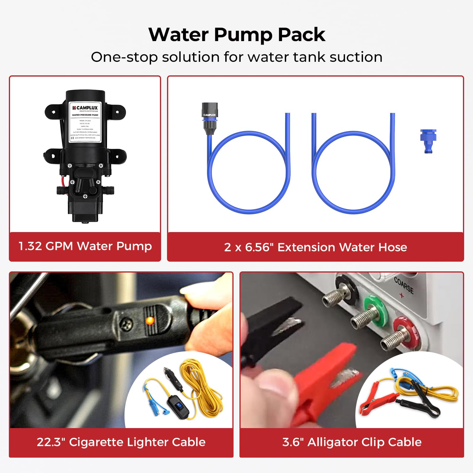 CAMPLUX 1.32 GPM Outdoor Portable Propane Tankless Water Heater with 1.2 GPM Water Pump Kit - Gray - Perfect for Camping, RV Trips, and Off-Grid Living