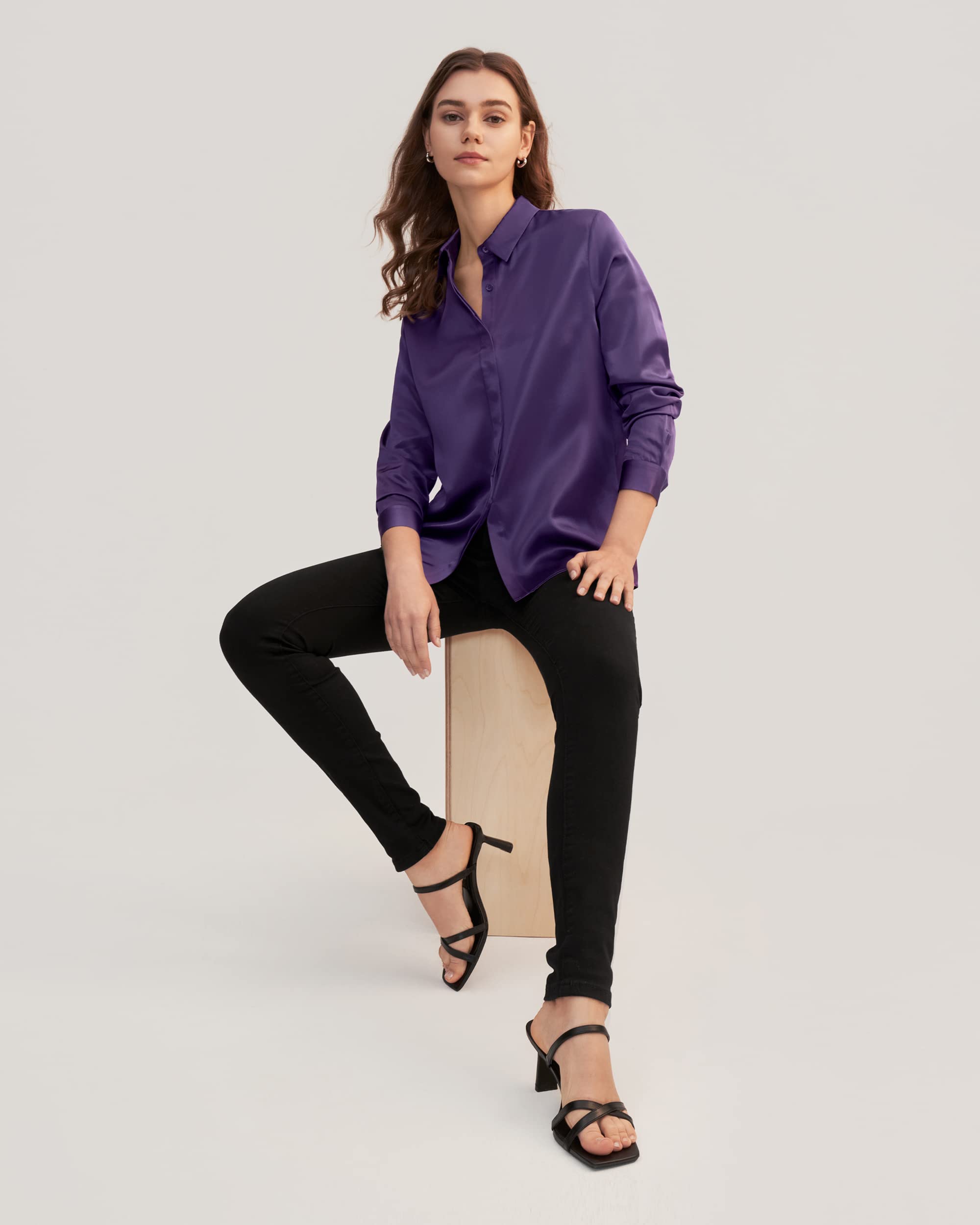 LilySilk 100% Pure Silk Blouse for Women - Long Sleeve Soft & Smooth Silk Top for Office, Party & Special Occasions