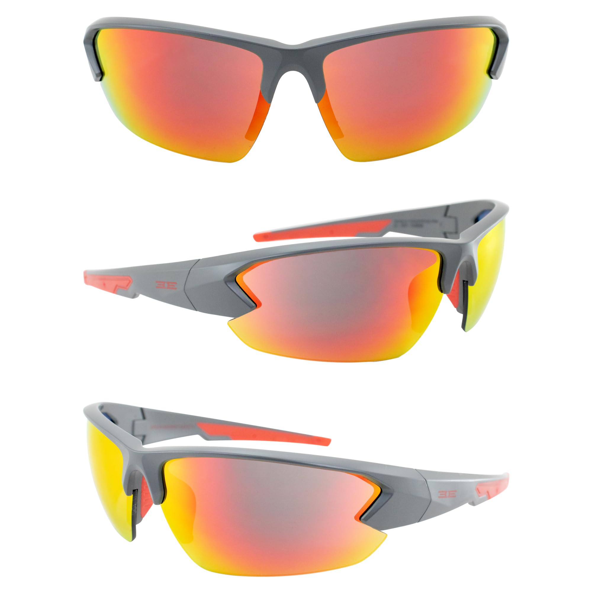 Epoch Eyewear Midway Sunglasses - Gray/Red Frame with Red Mirror Lens - UV Protection Polarized Sunglasses for Men & Women - Perfect for Driving, Beach & Outdoor Activities