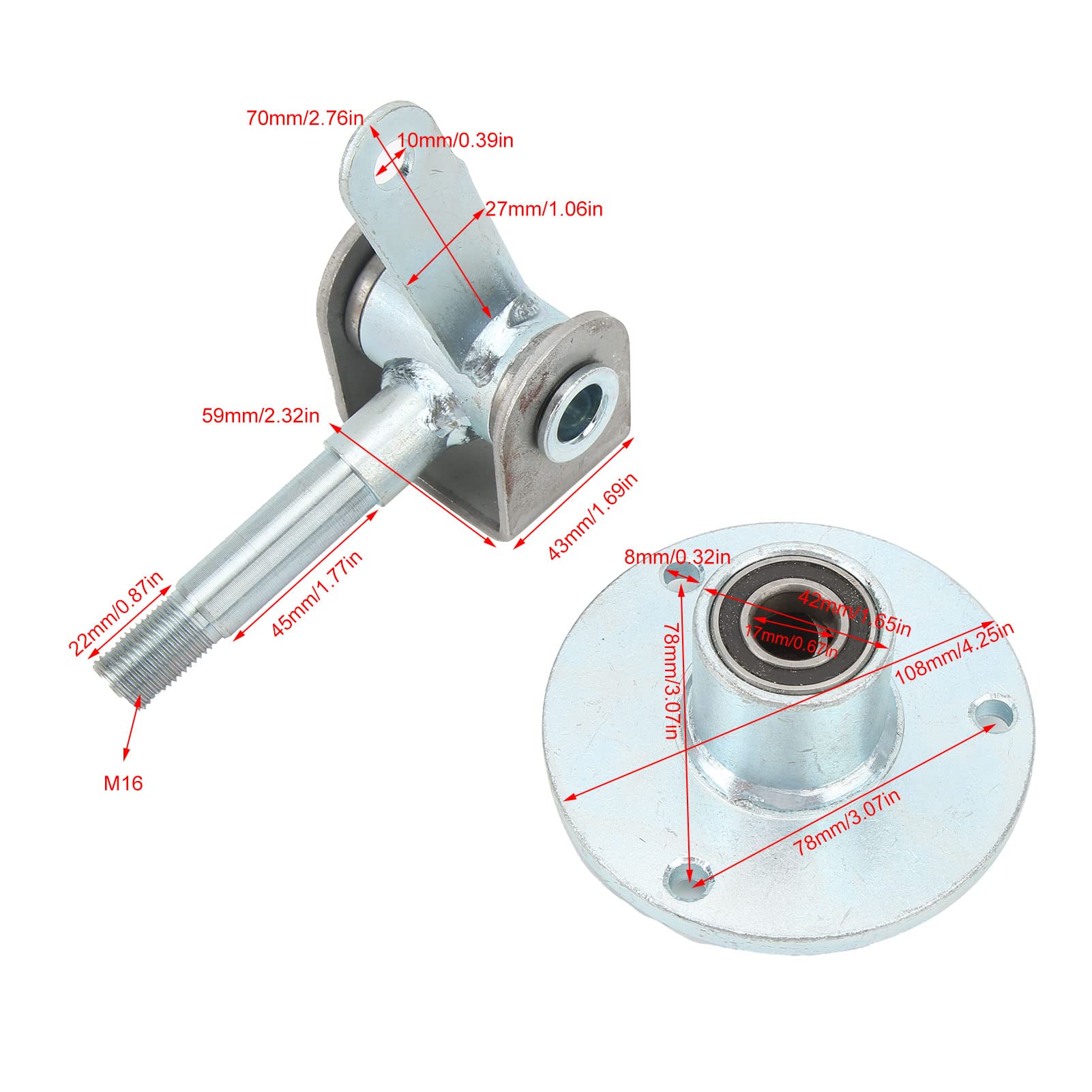 3 Stud Front Wheel Hub Bearing & Steering Knuckle Set for 6in Tires - Compatible with ATV, Quad Bike, and Kart - Durable Replacement Part for Off-Road Adventures