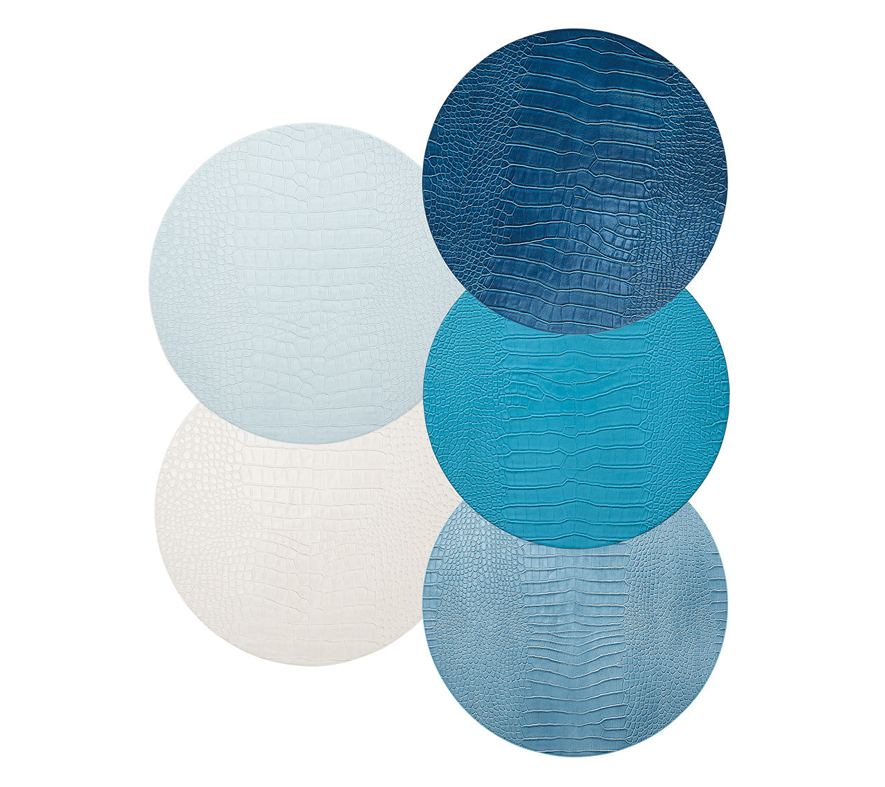 Premium Crocodile Embossed Placemats Set of 4 - Waterproof & Heat Resistant Blue Table Mats for Dining, Kitchen, and Party Decor