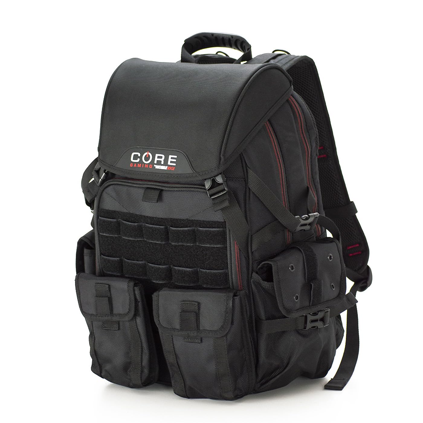 Core Gaming Tactical Backpack for Men & Women - 17 Inch Laptop Travel Backpack with Water-Resistant Cover - Durable Computer Gear Bag for Work, School & Travel - Large Black Backpack for Gamers & Professionals
