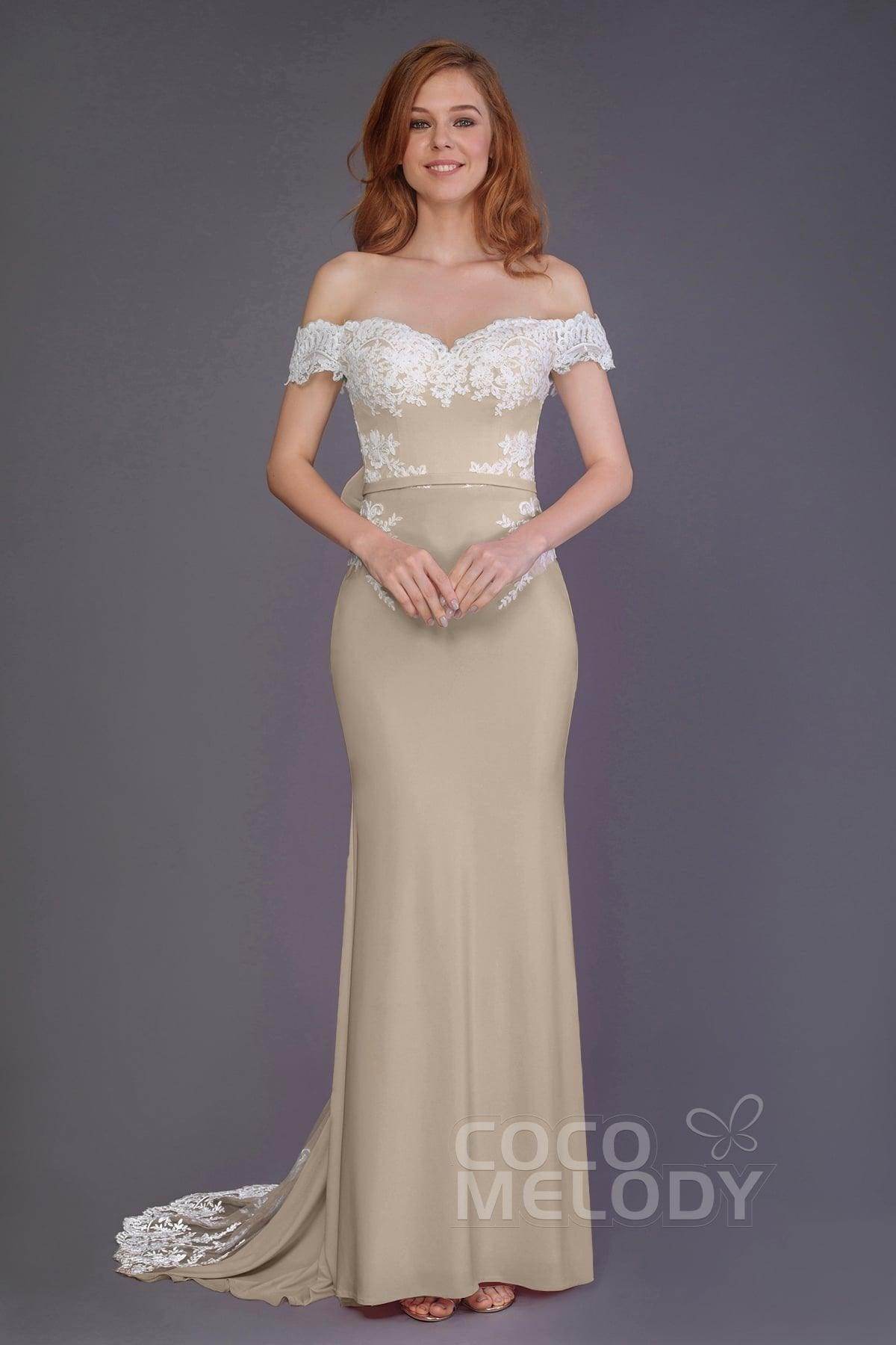 Elegant Mermaid Sweep Train Knitted Fabric Bridesmaid Dress PR3491 - Perfect for Weddings, Formal Events & Special Occasions