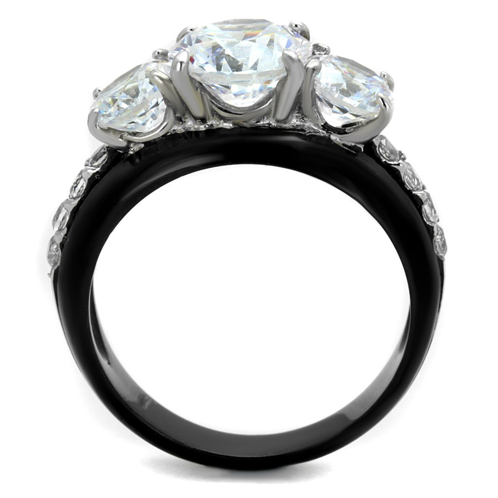 Marimor 4.45ct AAA CZ Black Steel Engagement Ring Size 5-10 for Women - Perfect Wedding Proposal Gift