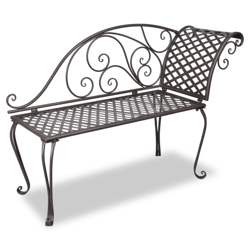 Tidyard Outdoor Chaise Lounge Chair - Scroll Pattern Sun Lounger Recliner with Iron Metal Frame - Perfect for Balcony, Patio, Garden, Backyard & Poolside (Brown) | Relaxing Outdoor Furniture for Sunbathing & Lounging