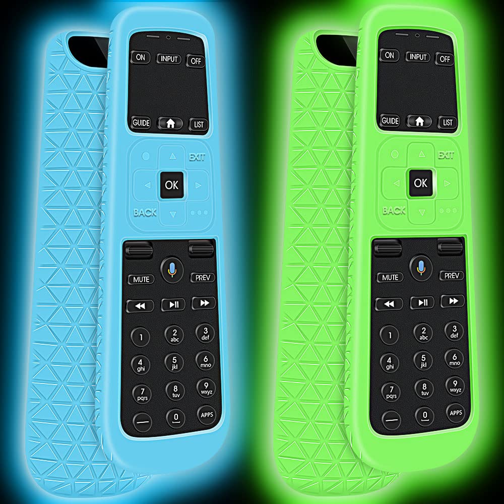 2-Pack Shockproof Silicone Remote Control Cover for AT&T TV Now DirecTV Receiver C71KW - Glow Blue & Glow Green | Protective Skin Case for Voice Control Remote | Perfect for Home Entertainment & Family Use