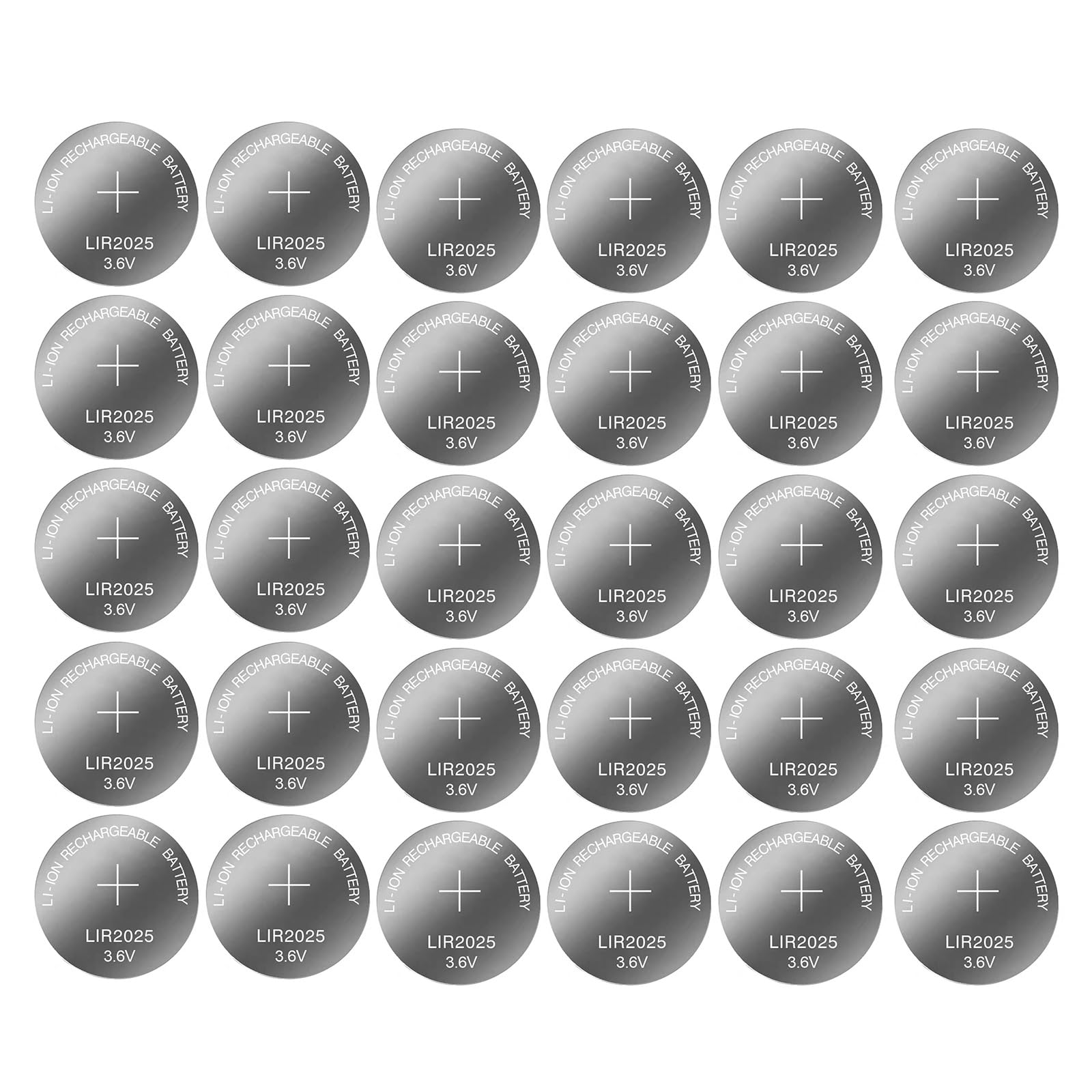 LIR2025 Rechargeable Lithium Button Cell Batteries - 3.6V 35mAh (5/10/15/20/25/30pcs) - Replacement for CR2025 - Perfect for Watches, Key Fobs, Calculators & Electronic Devices