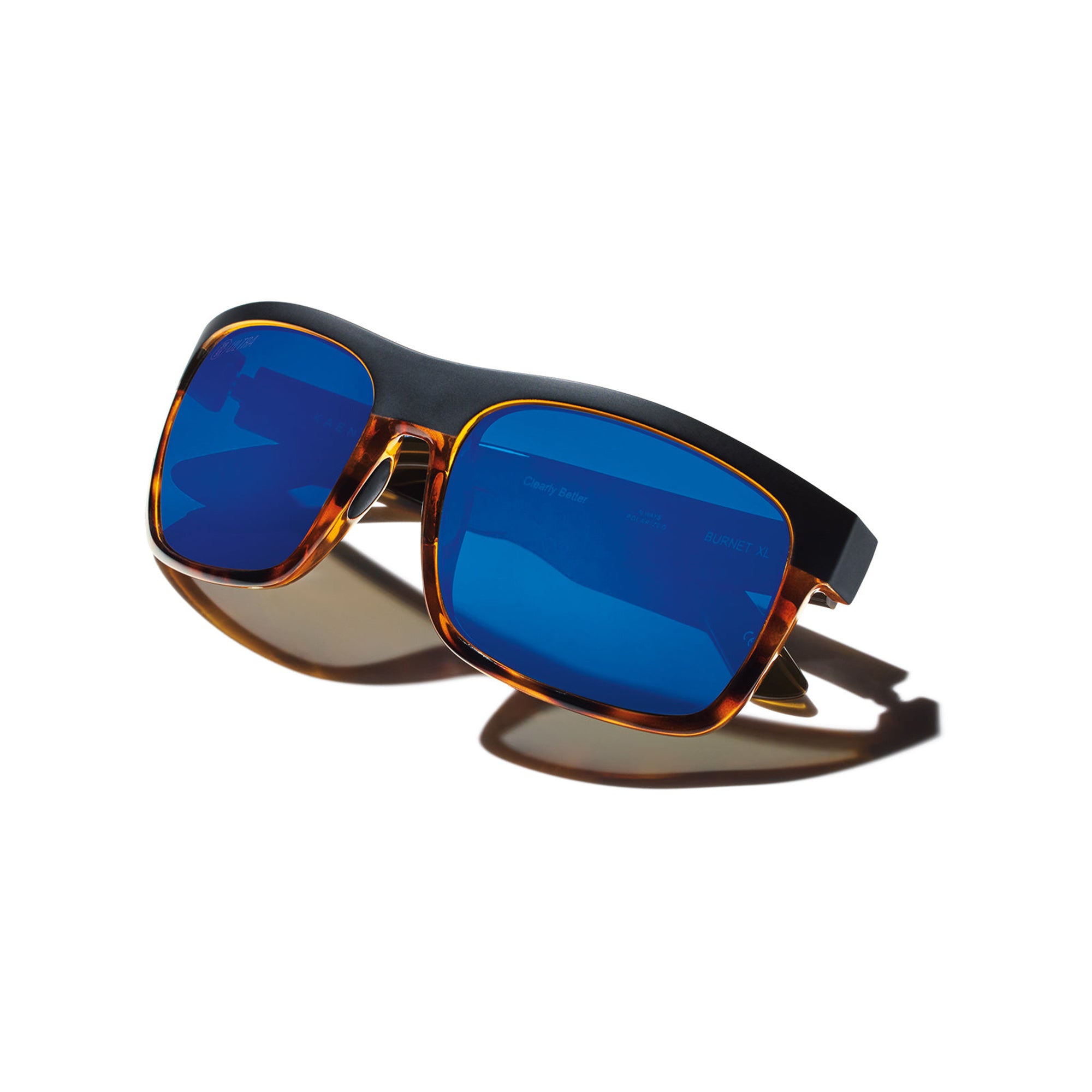 Burnet XL Polarized Sunglasses for Men & Women - Matte Black Tortoise Frame with Ultra Grey 12 Pacific Blue Mirror Lenses - UV Protection for Driving, Fishing, and Outdoor Activities