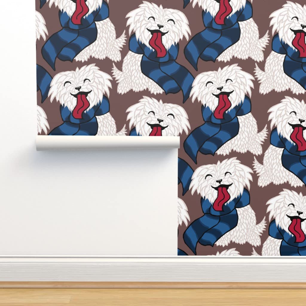 Peel & Stick Removable Wallpaper - Cute Puppy Dog Animal Winter Theme Custom Wall Decal | Perfect for Nursery, Kids Room & Pet Lover Home Decor