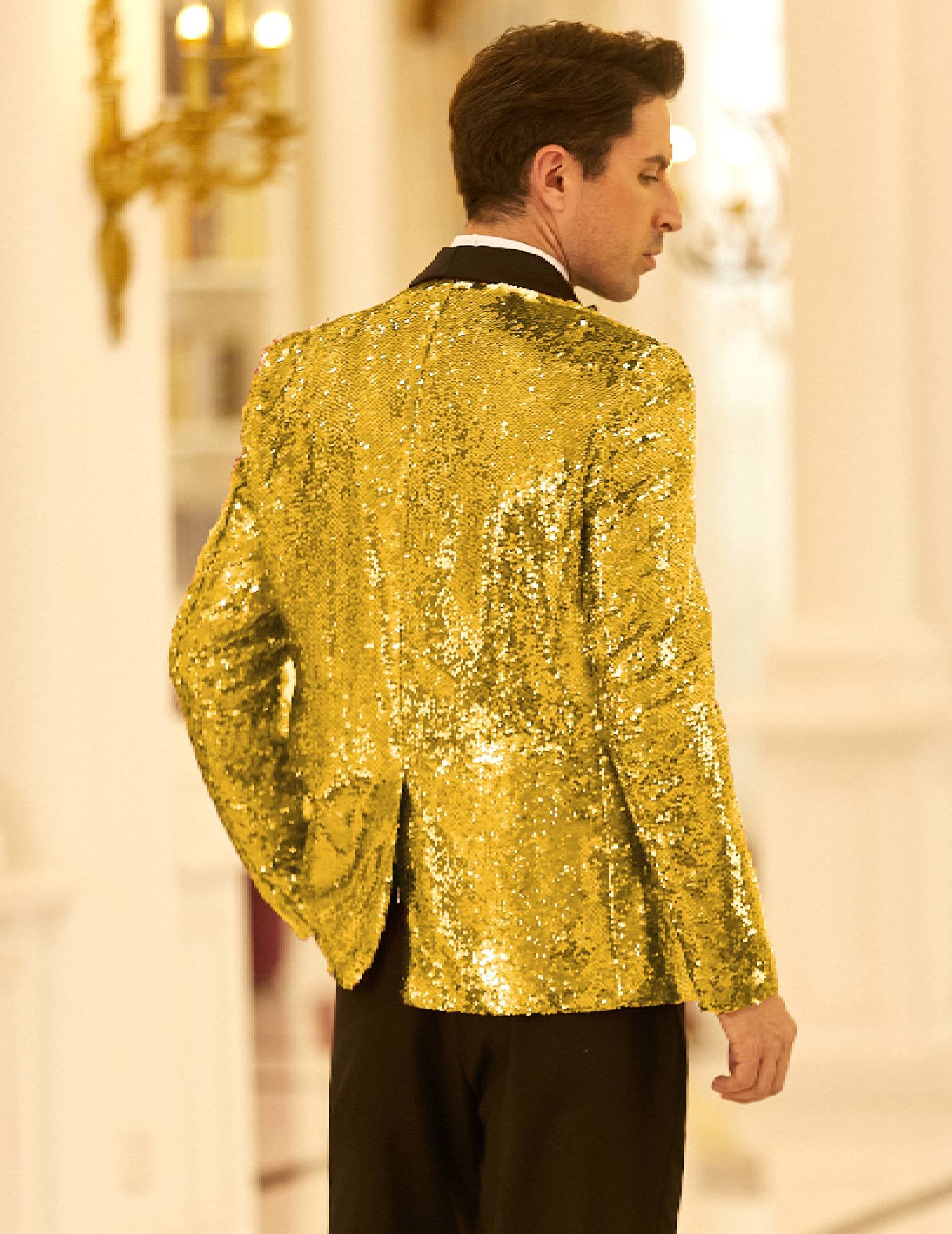 COOFANDY Men's Sparkling Sequin Blazer - One Button Tuxedo Jacket for Prom, Party & Dinner | Elegant Formal Wear for Weddings, Night Out & Special Occasions